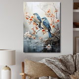 River Cascades and Birds - Blue Bird Floral Wall Art