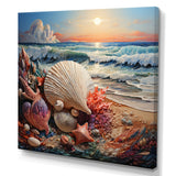 Seashell At Beach Symphony Pointillism - Seashell Wall Decor