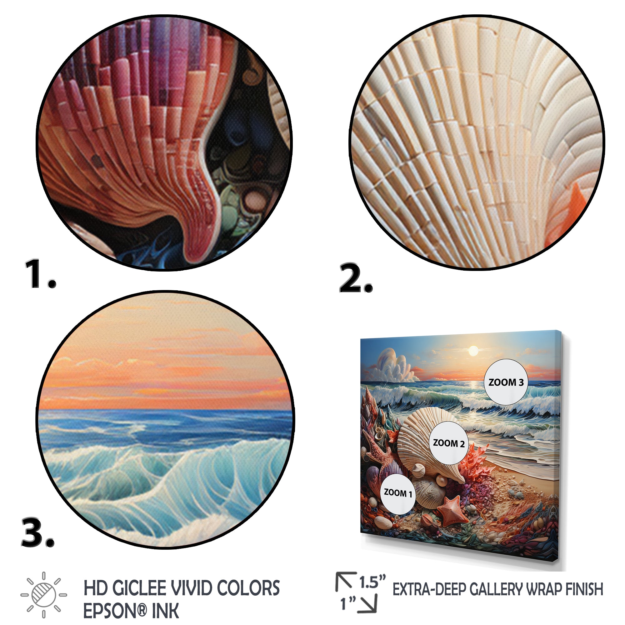 Seashell At Beach Symphony Pointillism - Seashell Wall Decor