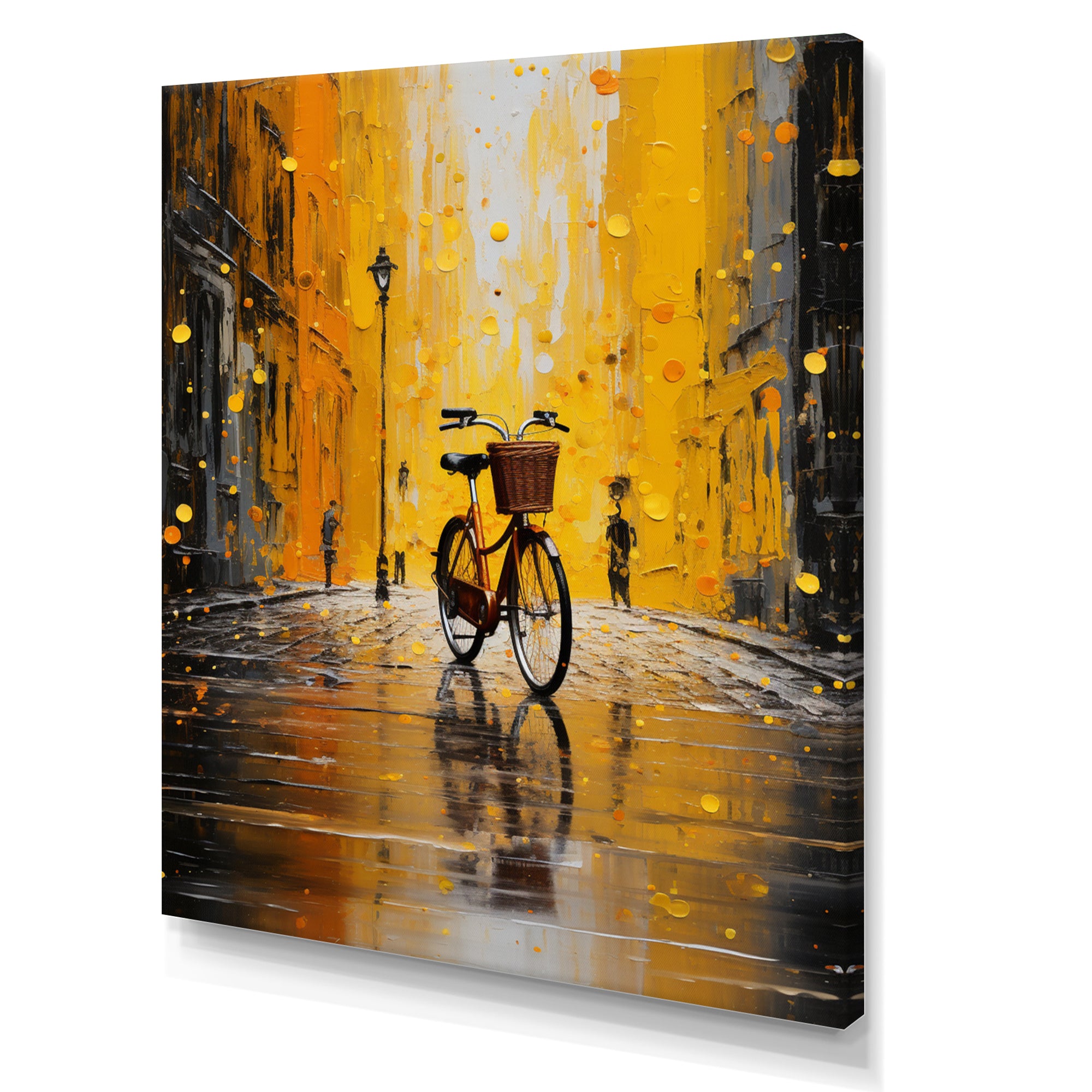 Bicycle Urban Rhythm Pointillism - Bicycle Canvas Wall Art