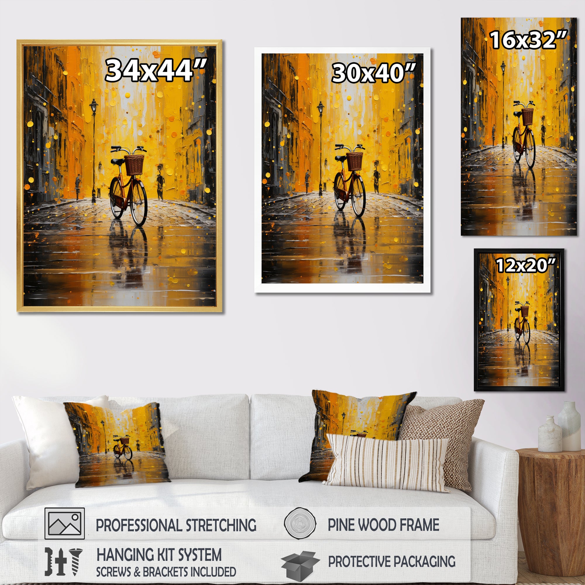 Bicycle Urban Rhythm Pointillism - Bicycle Canvas Wall Art