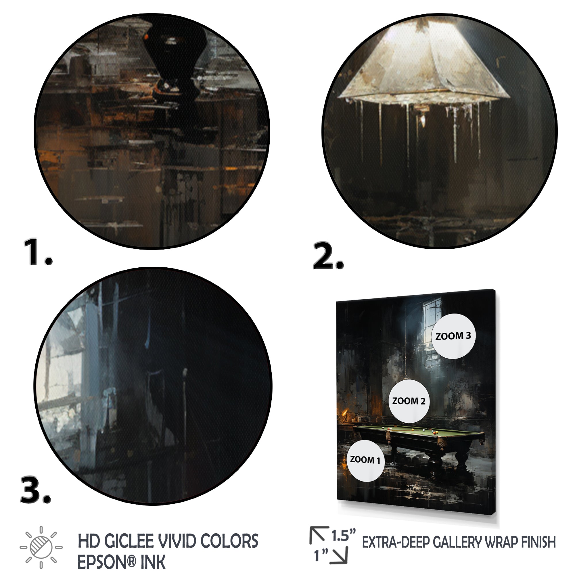 Billard Billiard Noir - Billiards Canvas Wall Art