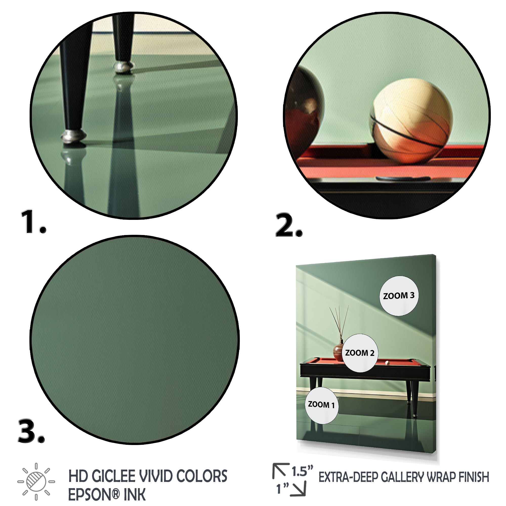 Billard Serene Strokes Minimalist - Billiards Canvas Wall Art