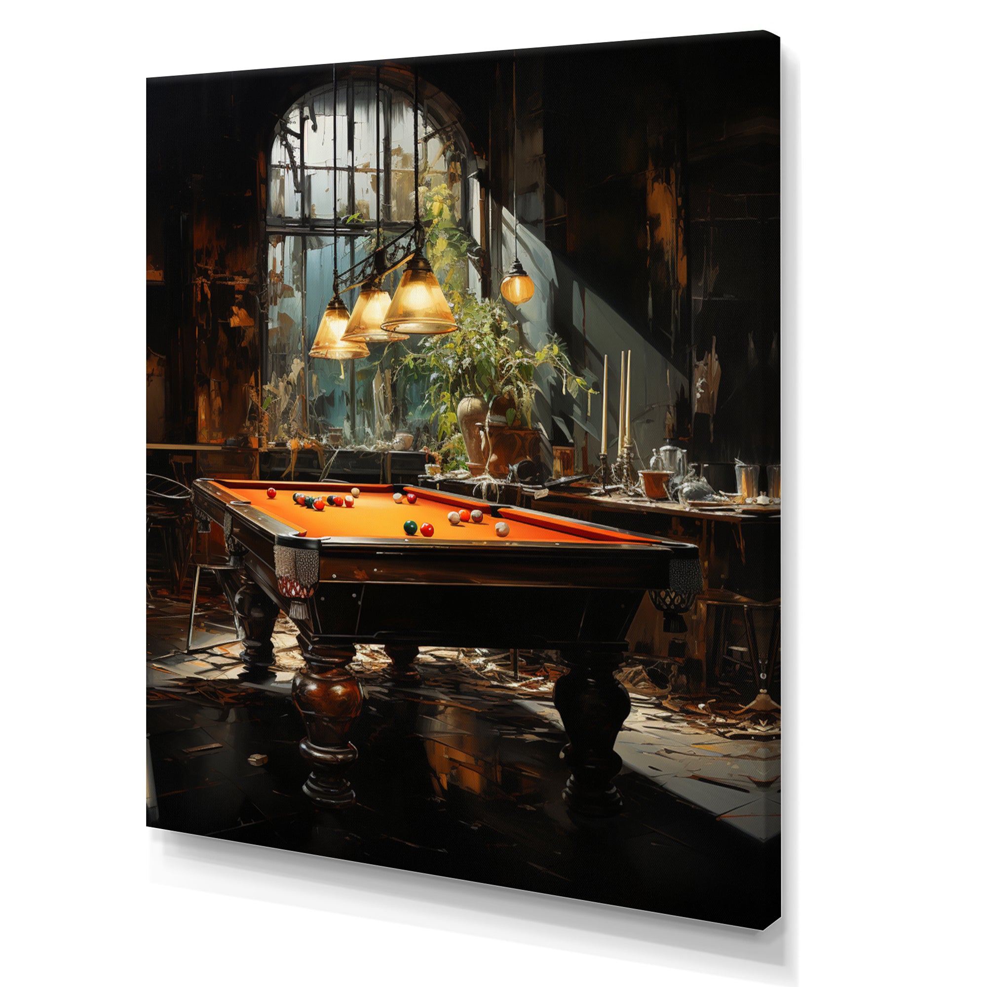 Billard Shadows In Motion I - Billiards Canvas Wall Art