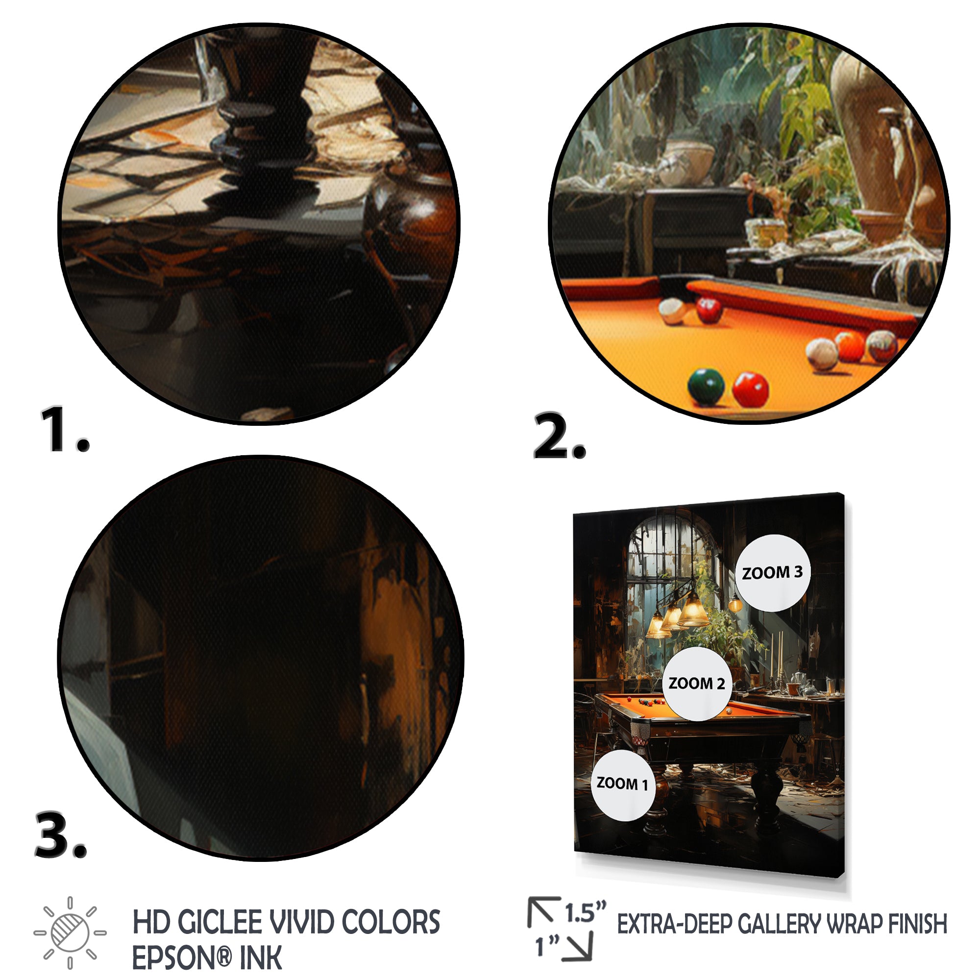 Billard Shadows In Motion I - Billiards Canvas Wall Art