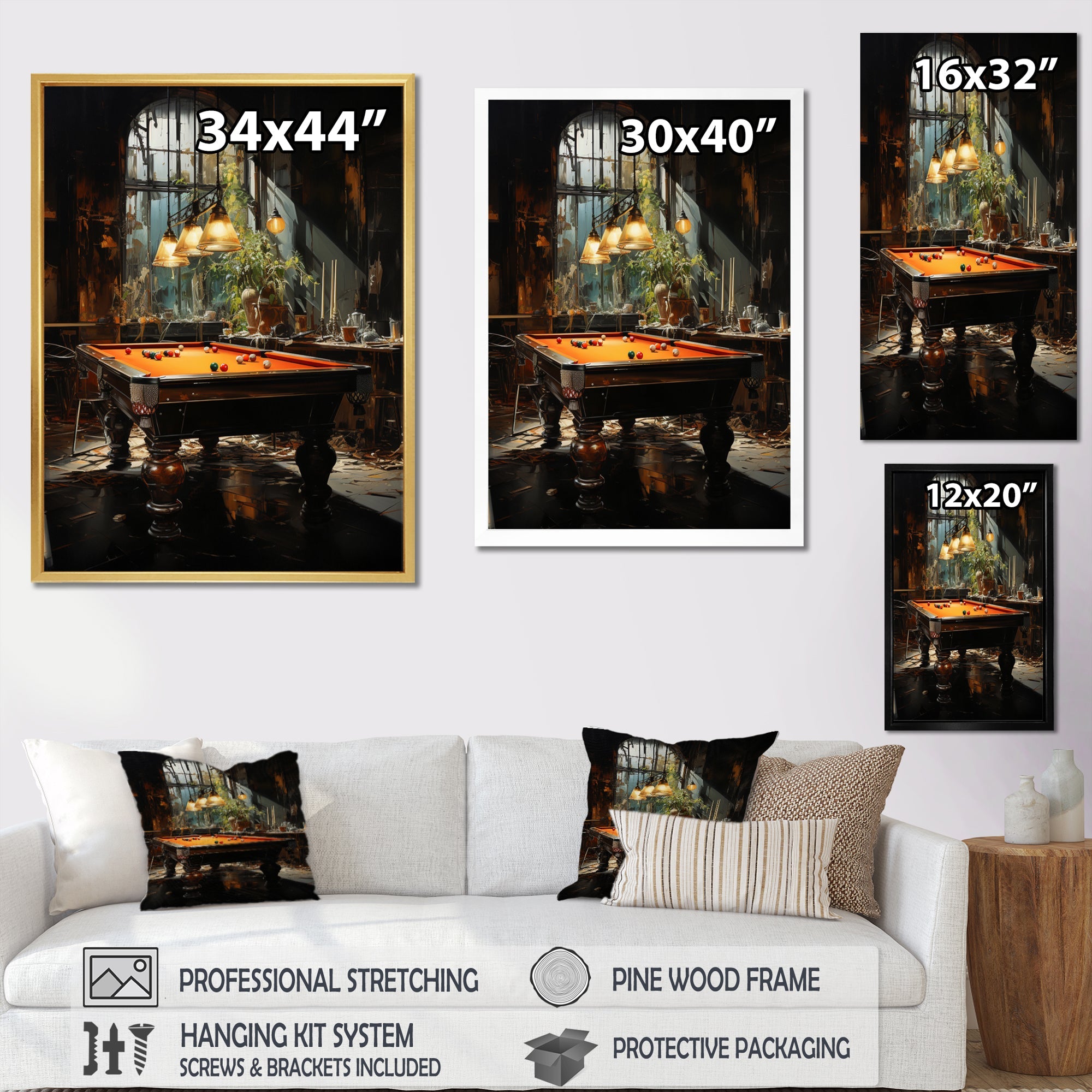 Billard Shadows In Motion I - Billiards Canvas Wall Art