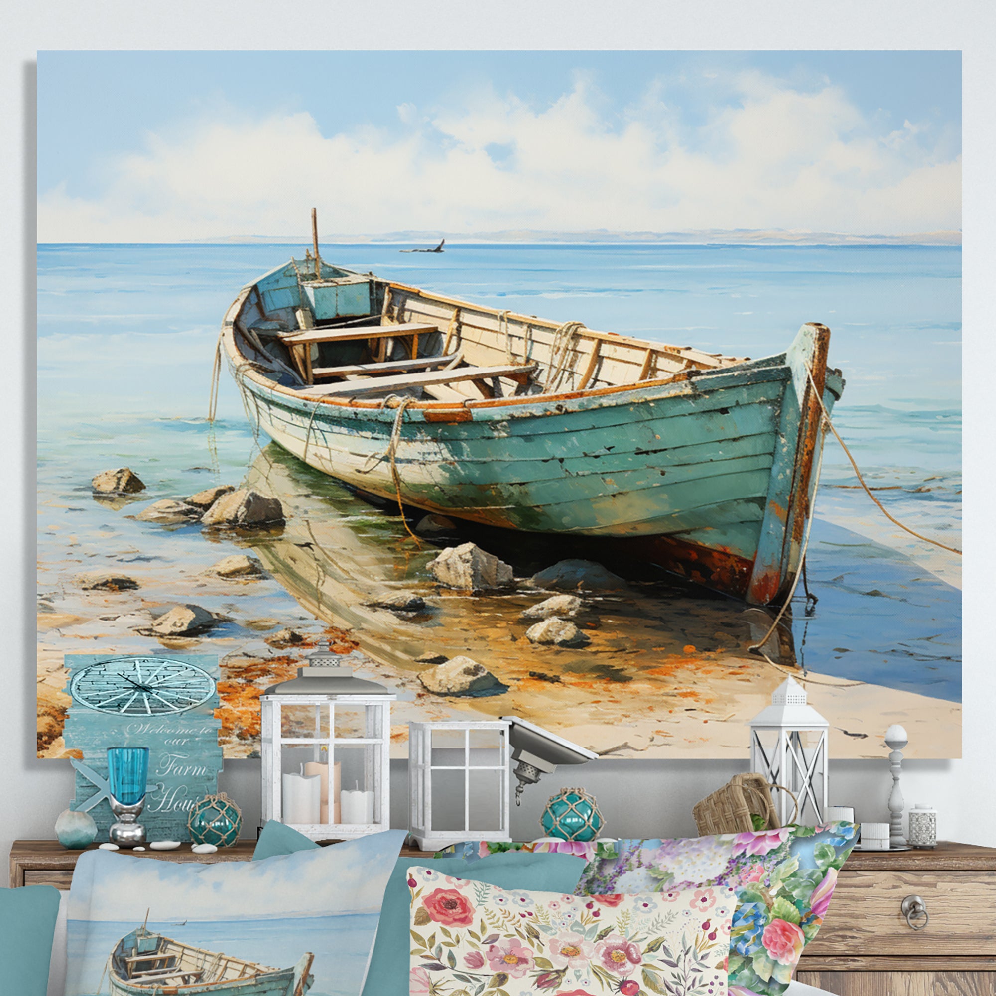Boat Coastal Melodies - Boat Canvas Wall Art