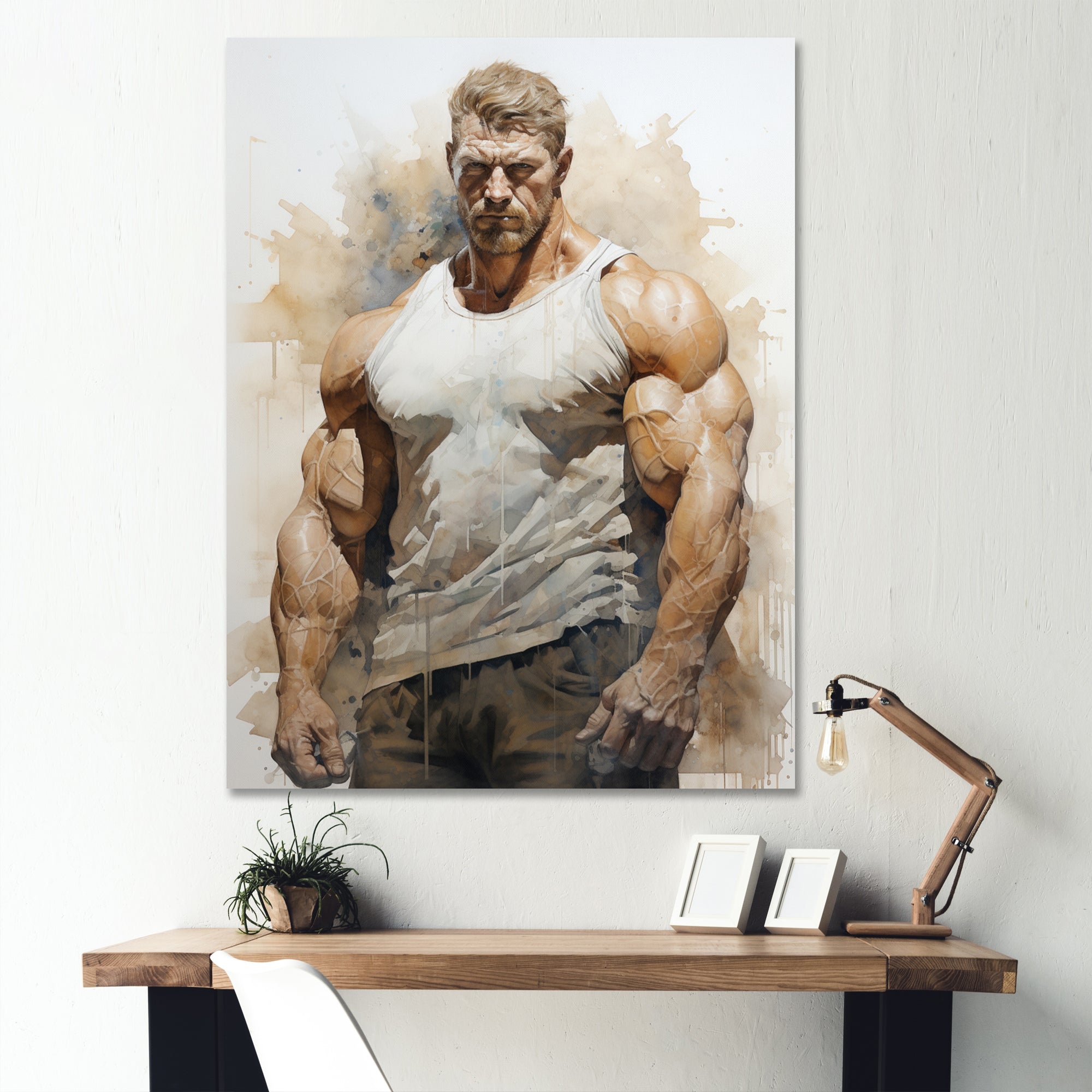Bodybuilding Front Relaxed Pose I - Aerobic & Bodybuilding Canvas Wall Art