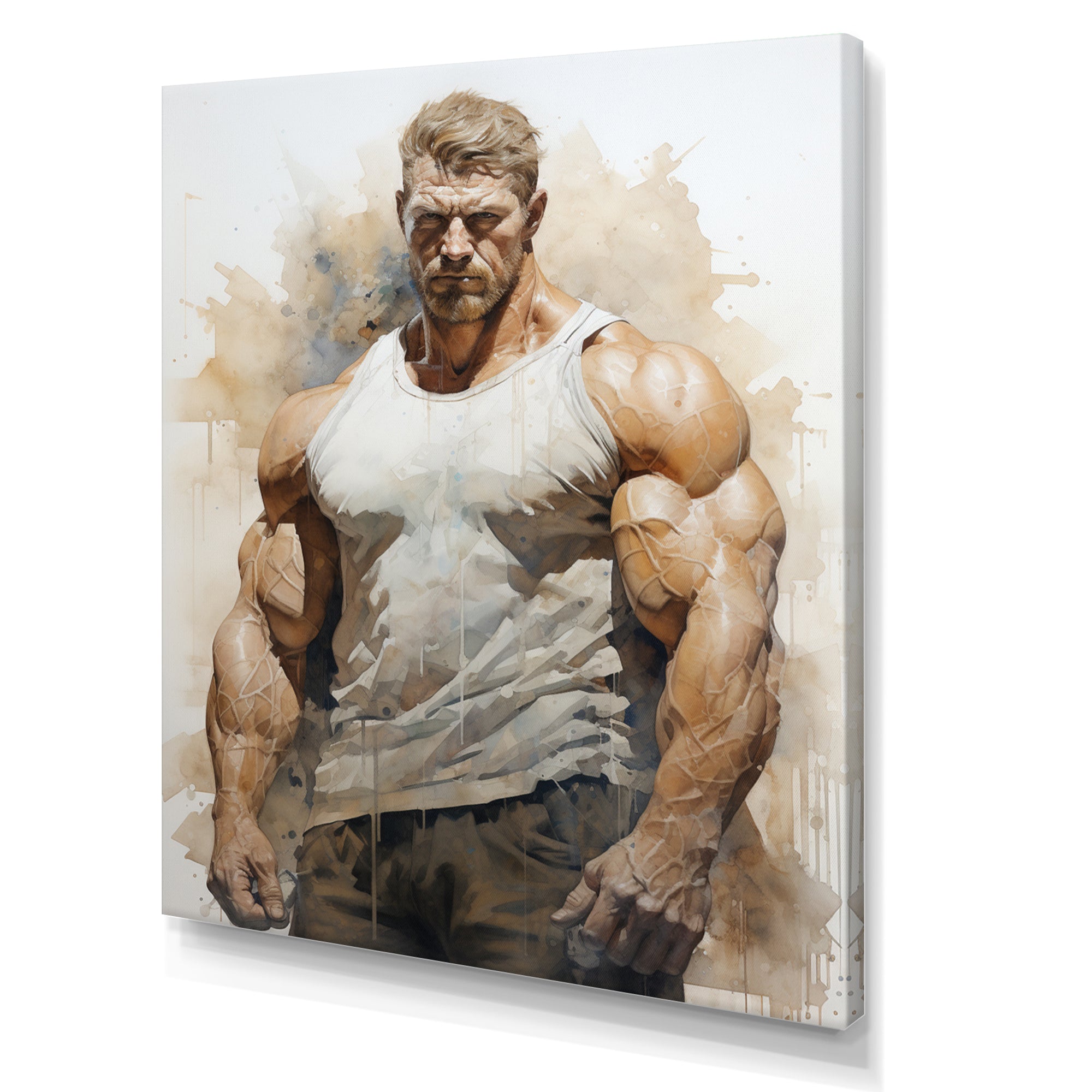 Bodybuilding Front Relaxed Pose I - Aerobic & Bodybuilding Canvas Wall Art