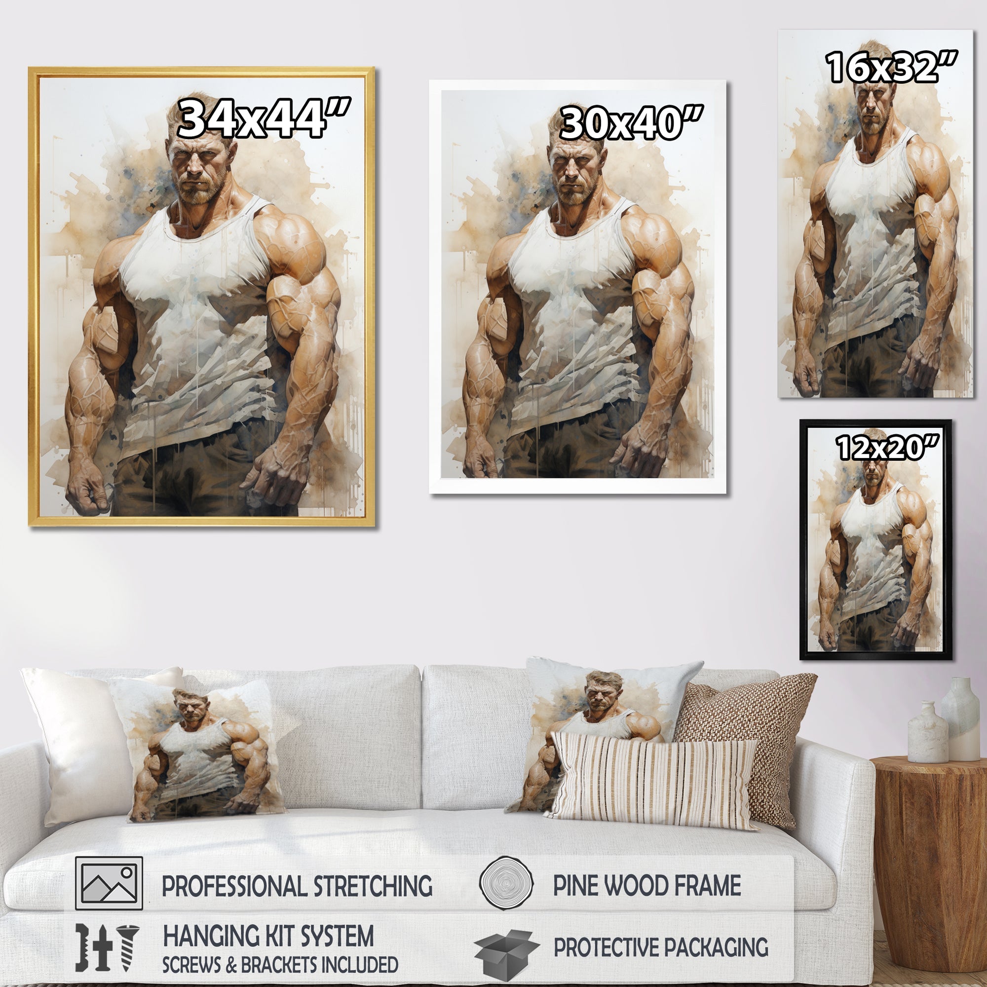 Bodybuilding Front Relaxed Pose I - Aerobic & Bodybuilding Canvas Wall Art