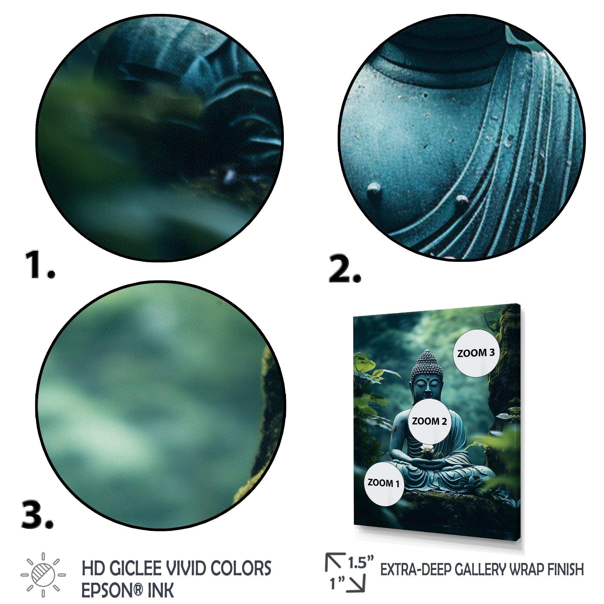 Teal Buddhism Buddhas Serenity I - Spiritual Canvas Wall Art