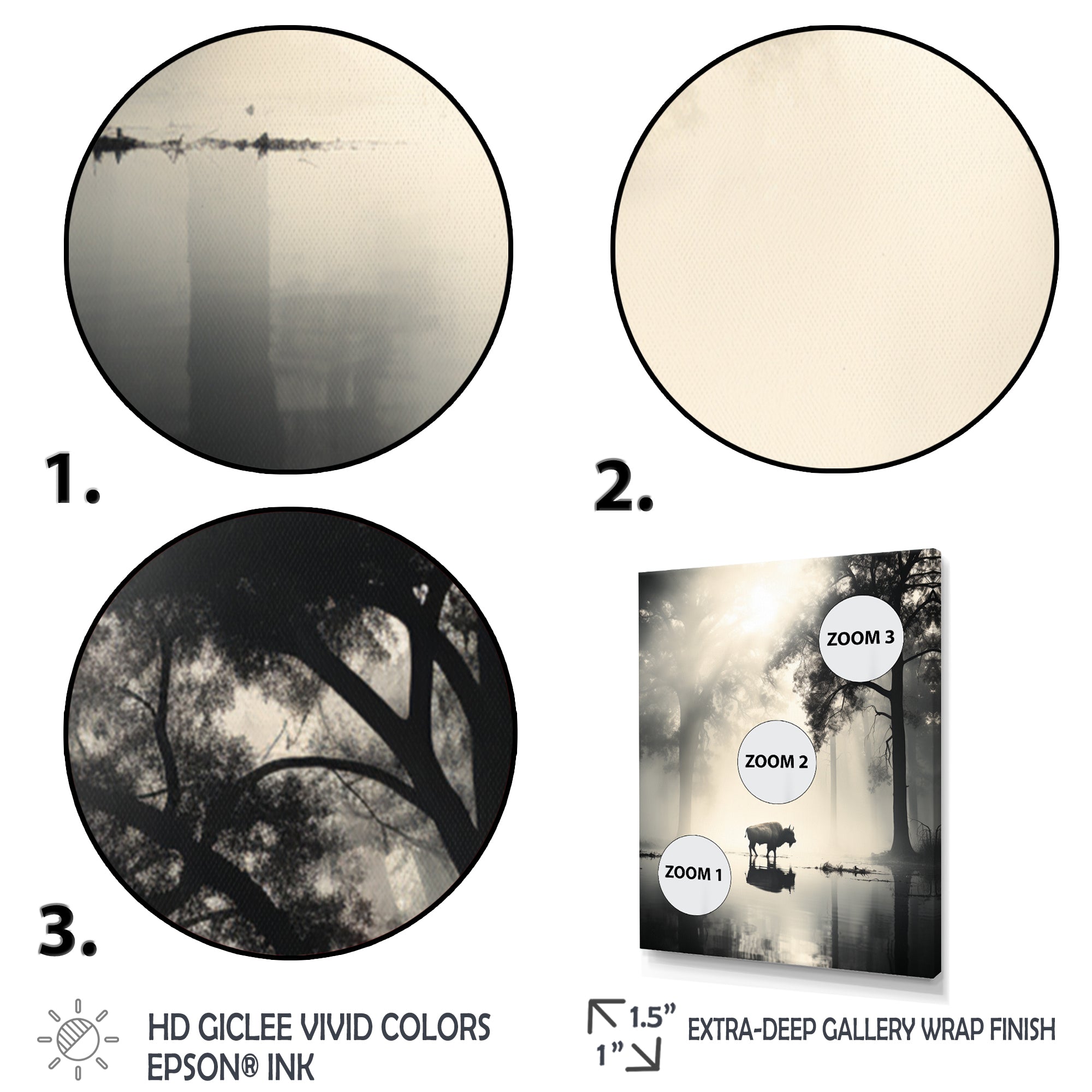 Grey Buffalo Ethereal Grazing - Buffalo Canvas Wall Art