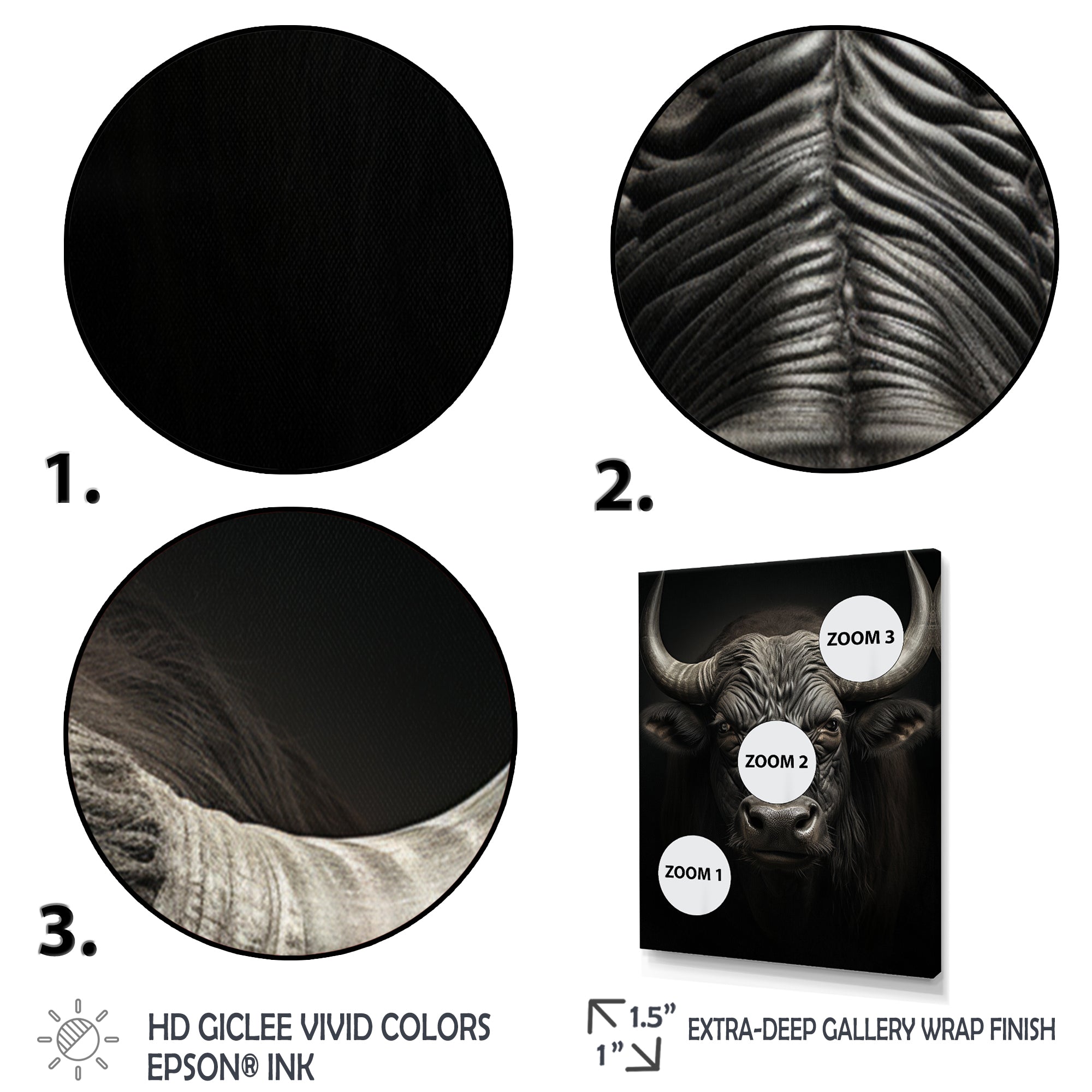 Grey Buffalo Majestic Horns - Buffalo Wall Art Prints