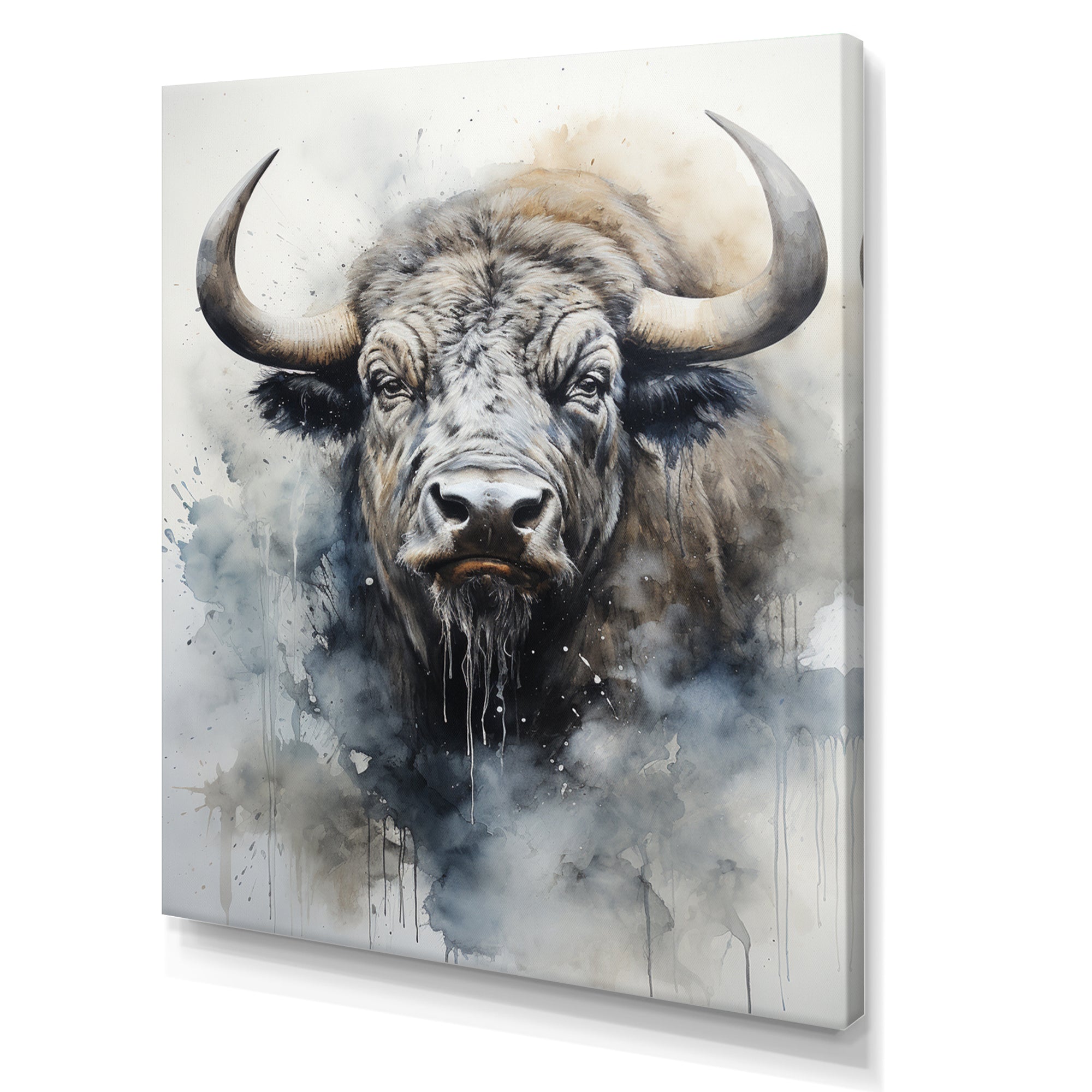 Grey Buffalo Majestic Profile Pointillism - Buffalo Wall Art Prints