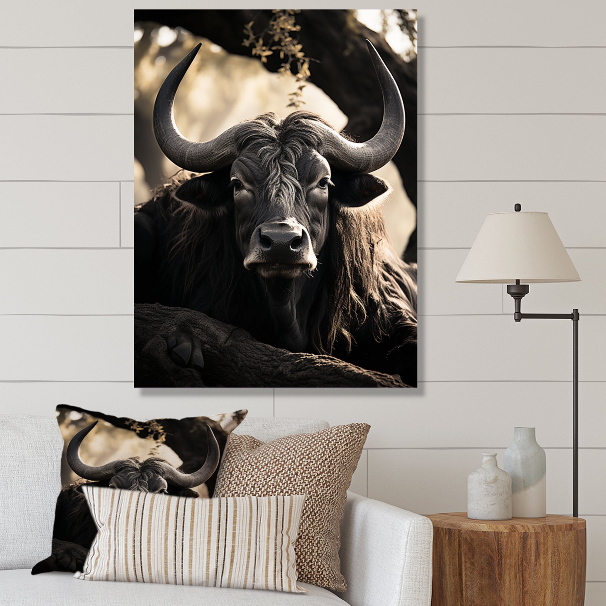 Grey Buffalo Serenity In Shadows - Gray Buffalo Wall Art