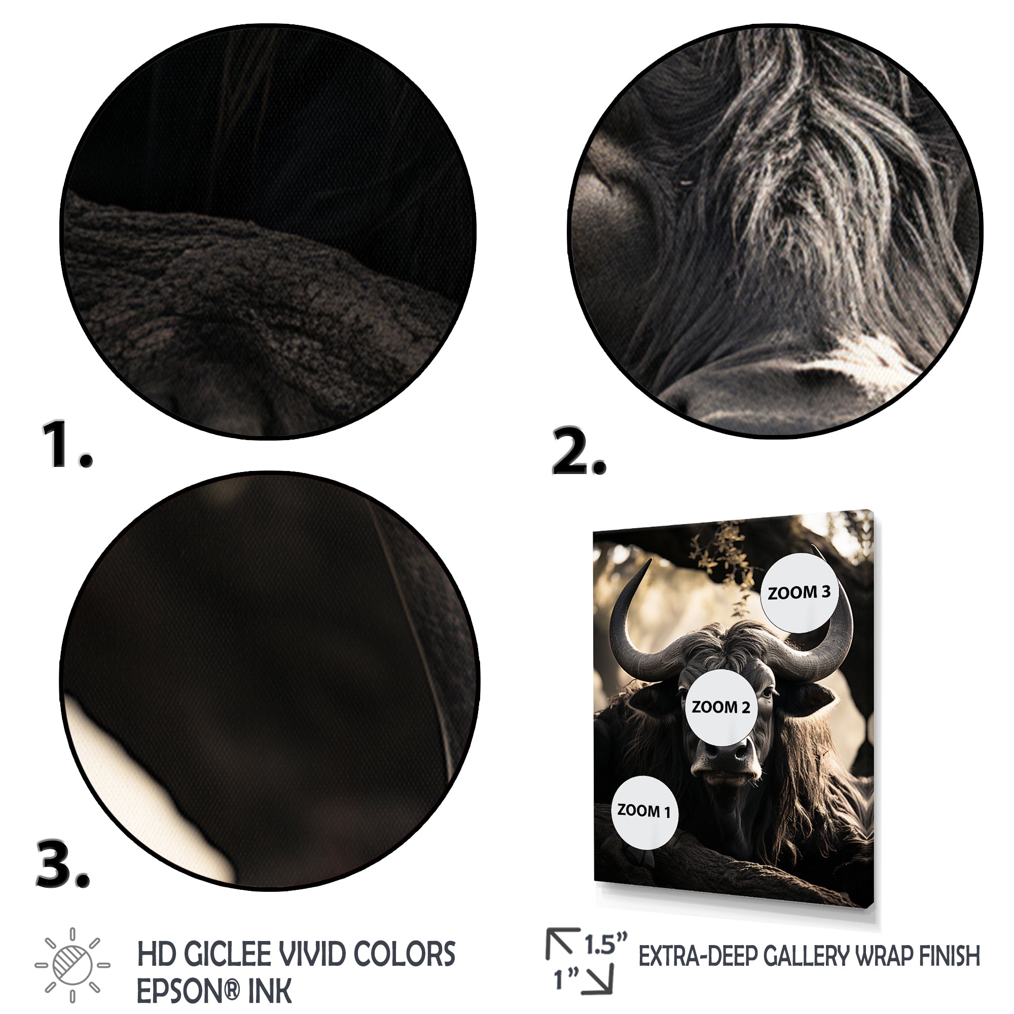 Grey Buffalo Serenity In Shadows - Gray Buffalo Wall Art