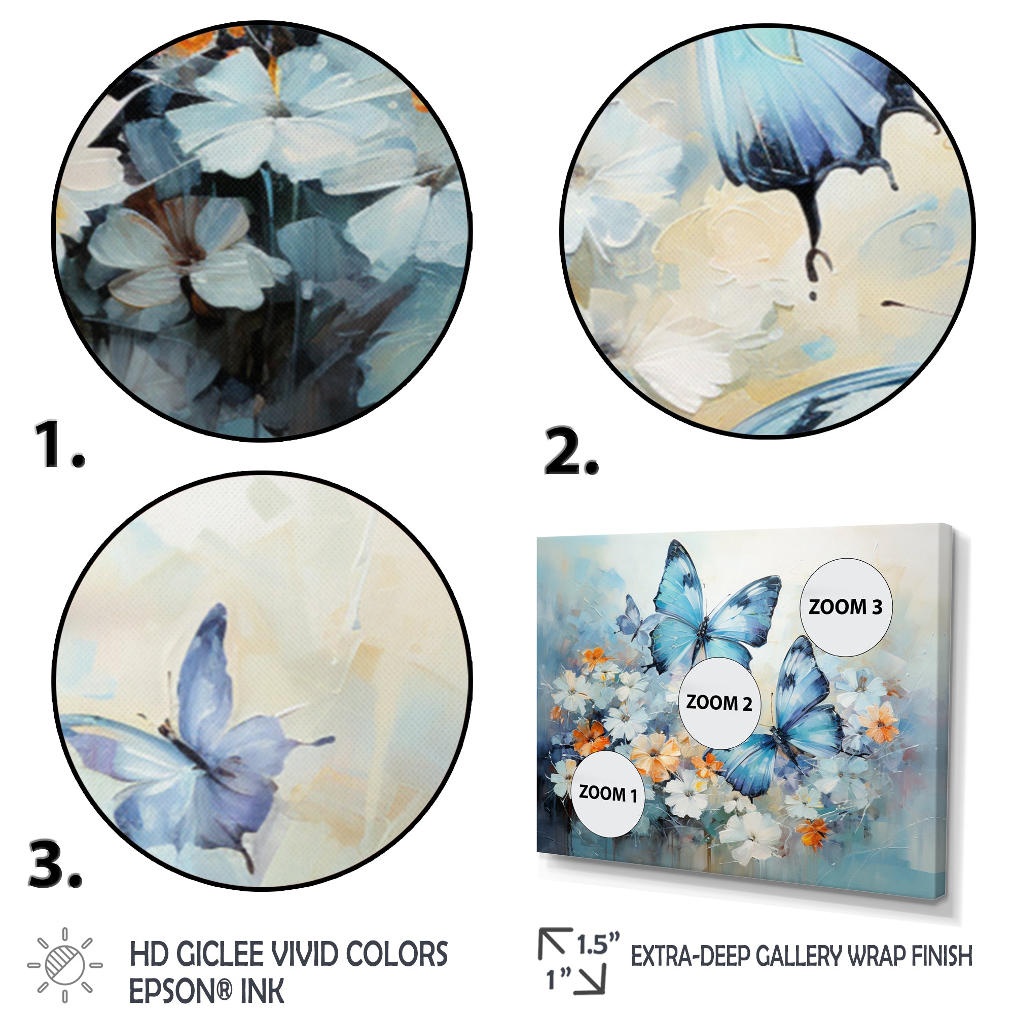 Blue White Butterfly Symphony - Butterfly Wall Decor