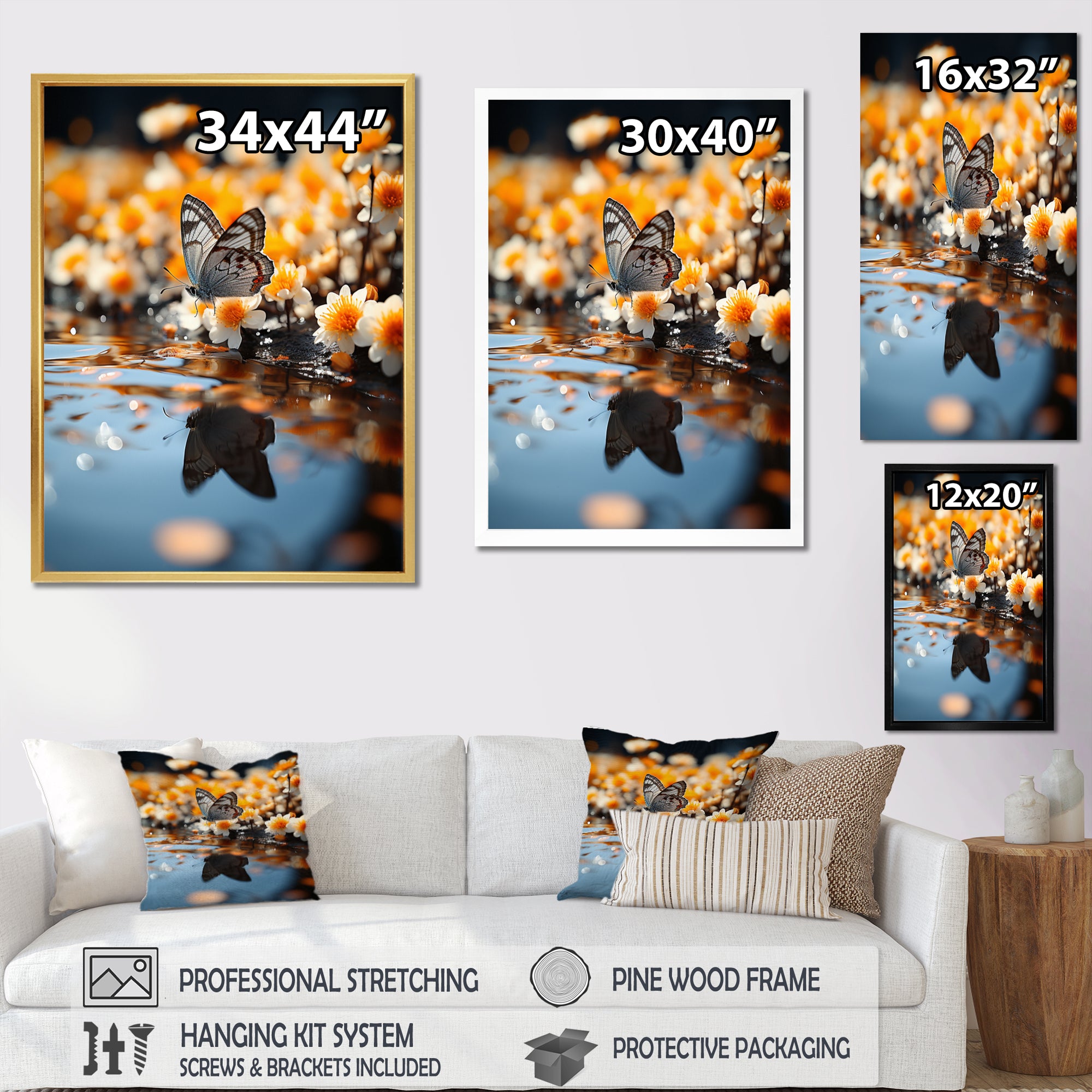 Orange Butterfly Floating Wonder - Butterfly Wall Art Prints