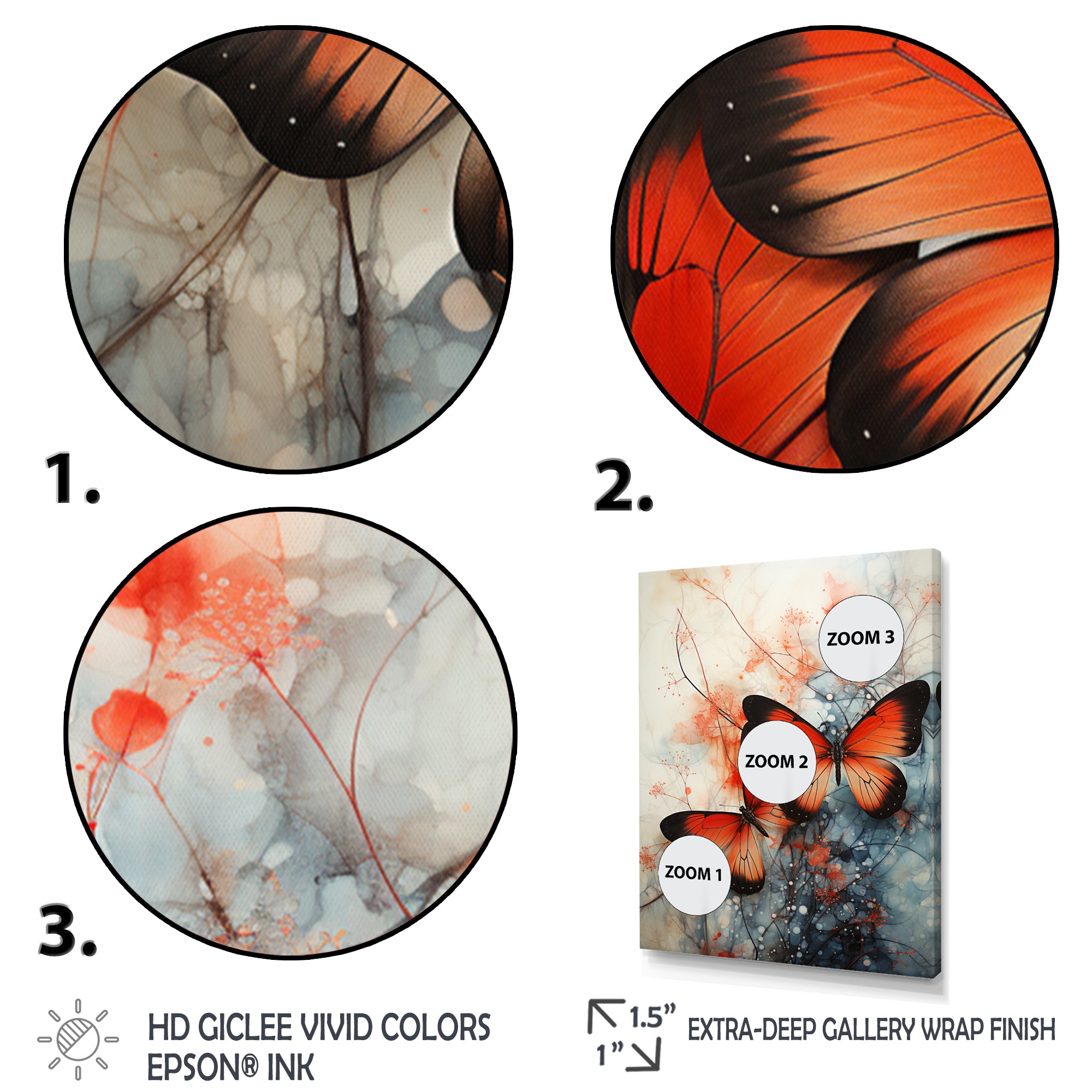 Orange Teal Butterfly Symphony Of Wings - Butterfly Large Canvas Wall Art