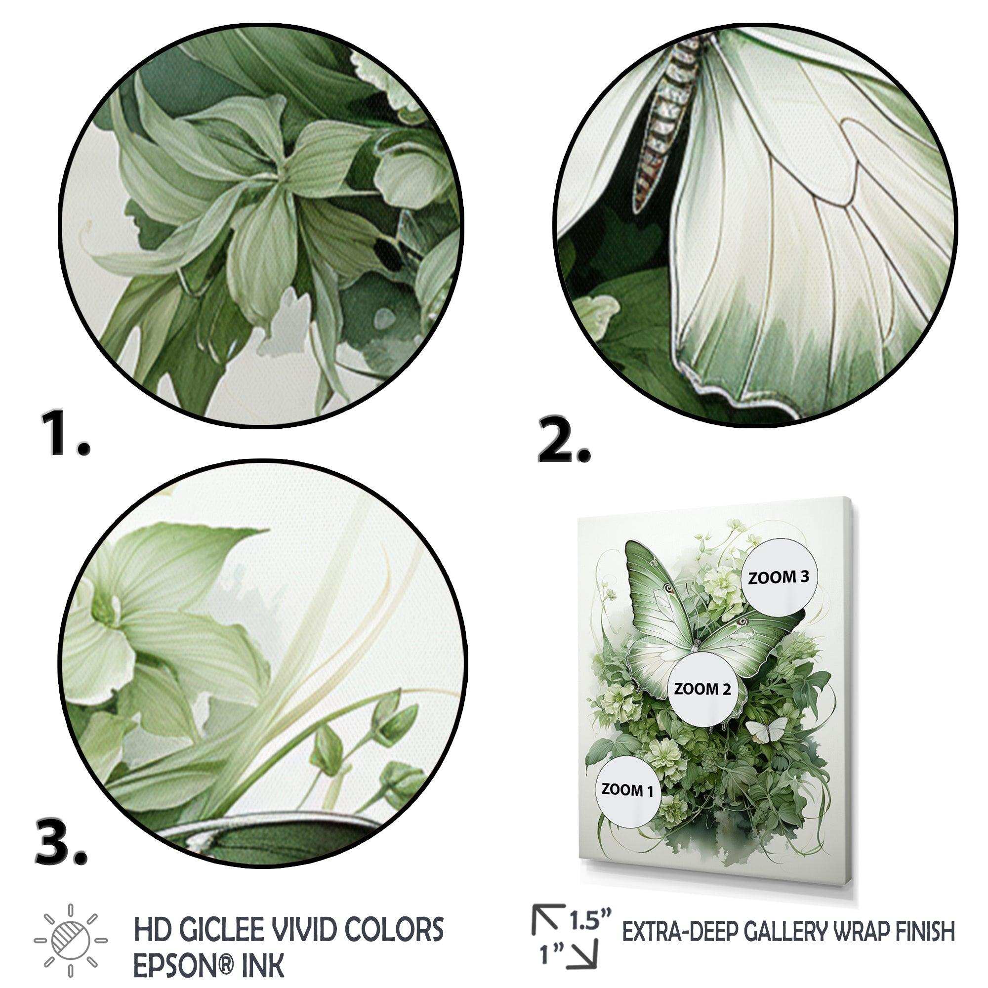 Green Butterfly Whirling Beauty - Animals Canvas Wall Art