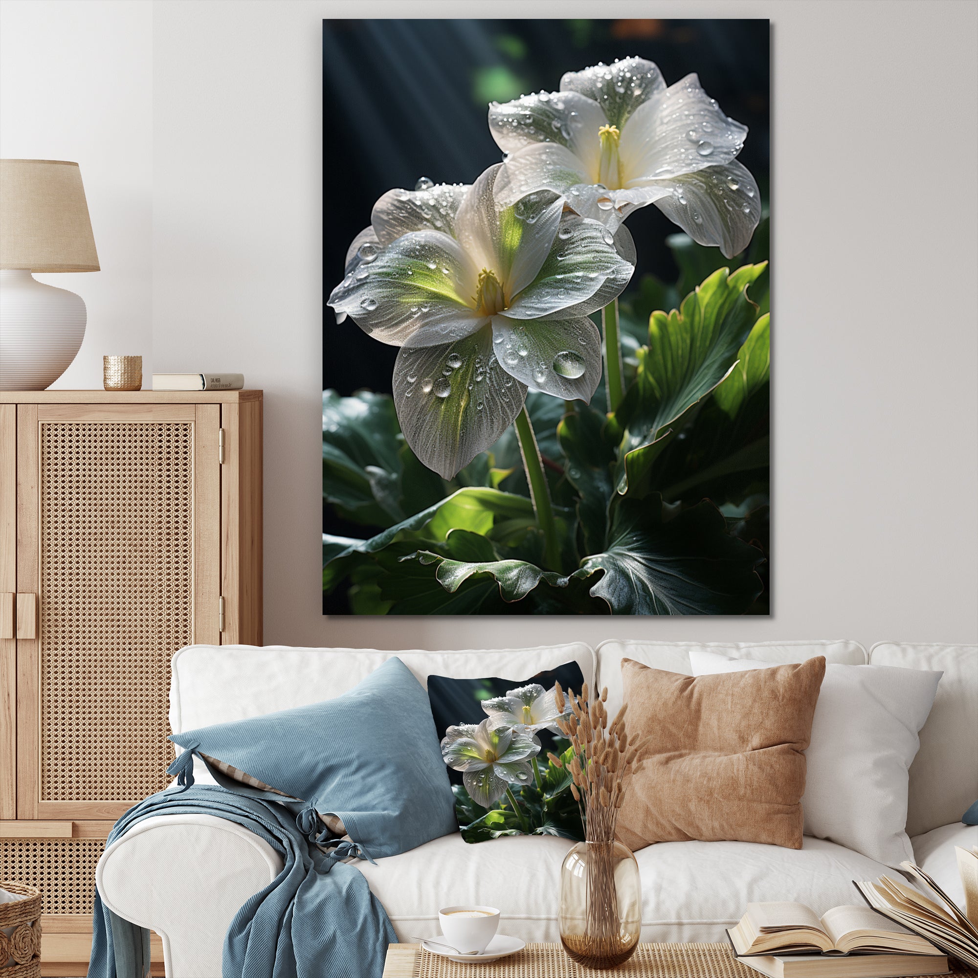 White Green Butterfly Portrait Vibrant - Butterfly Canvas Wall Art