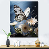 White Butterfly Portrait Vibrant - Butterfly Canvas Wall Art