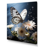 White Butterfly Portrait Vibrant - Butterfly Canvas Wall Art