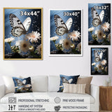 White Butterfly Portrait Vibrant - Butterfly Canvas Wall Art