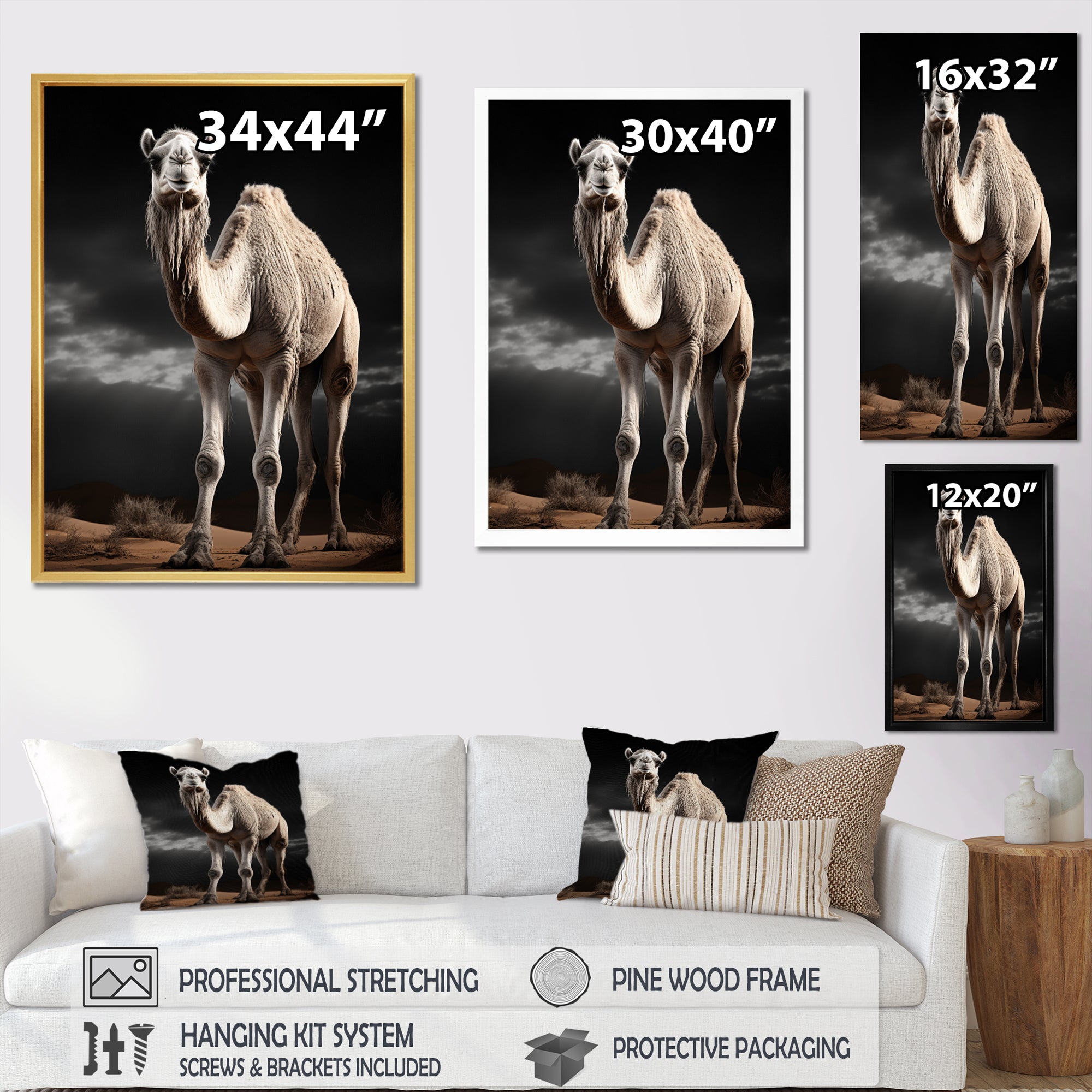 Camel Graceful Steps - Camel Framed Canvas Art