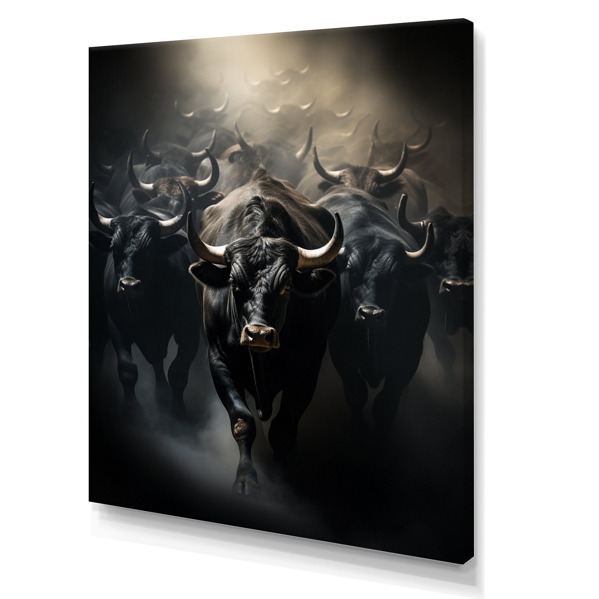 Cattle Harmony In Monochrome - Black Cattle Wall Art