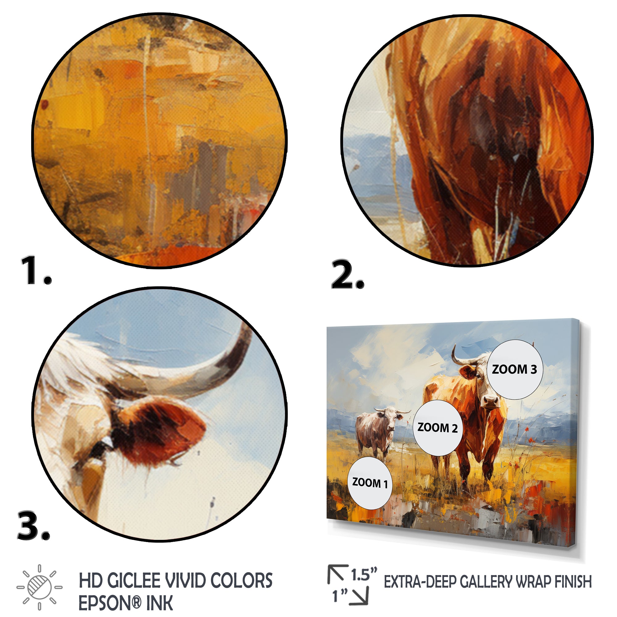 Cattle Pastoral Grazers Collage - Cattle Living Room Wall Art