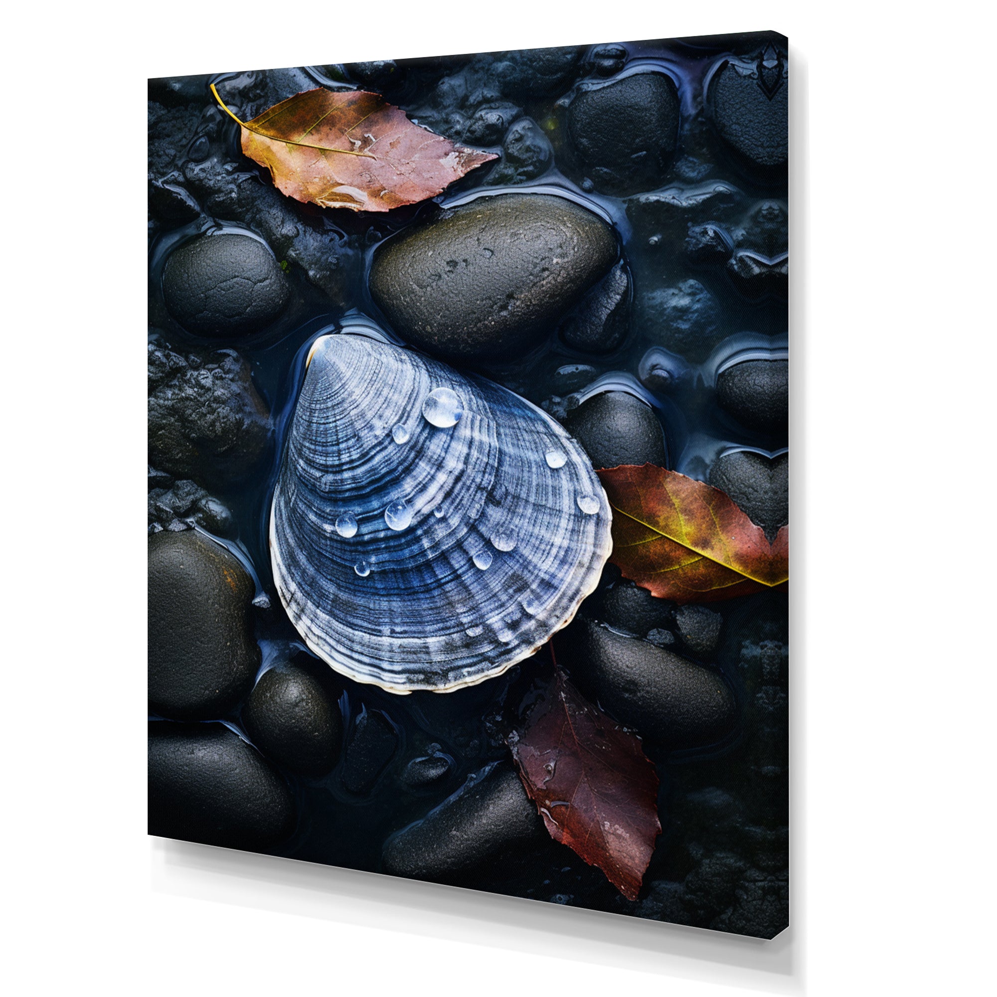 Grey Clam Dappled Depths - Clam Bedroom Wall Art