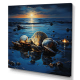 Teal Clam Midnight Elegance - Clam Canvas Wall Art