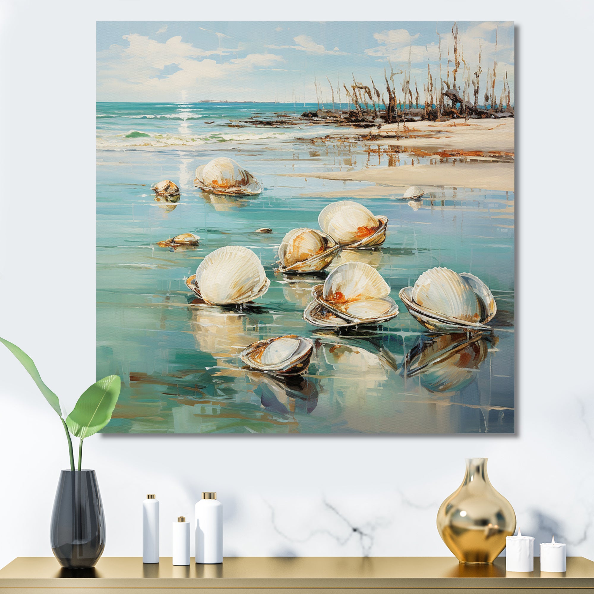 Turquoise Clam Oceanic Rhythm - Turquoise Clam Wall Art