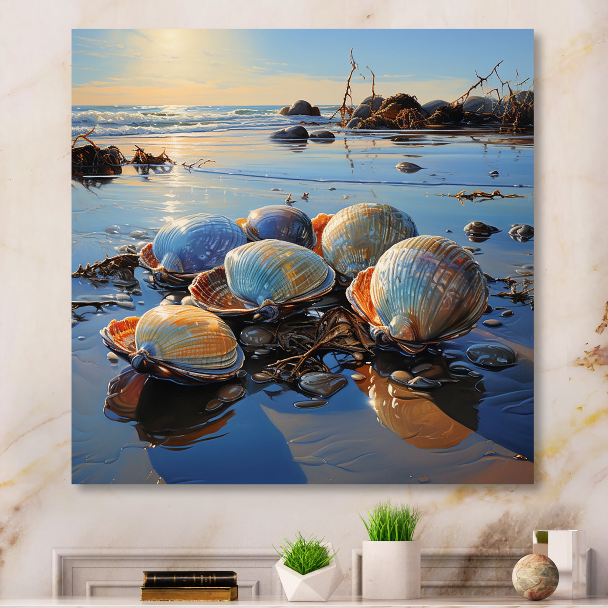 Clam Twilight Treasures - Clam Canvas Wall Art