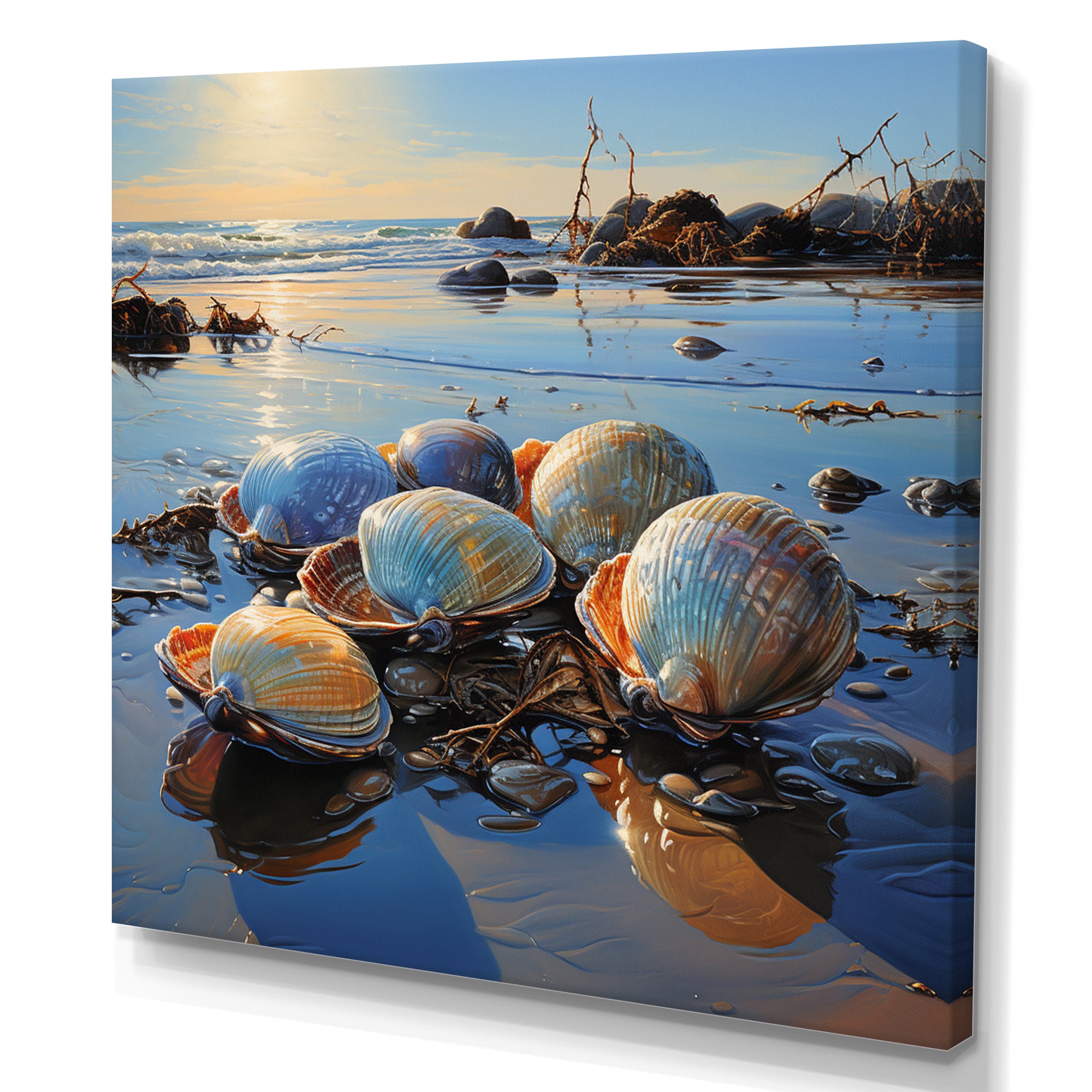 Clam Twilight Treasures - Clam Canvas Wall Art