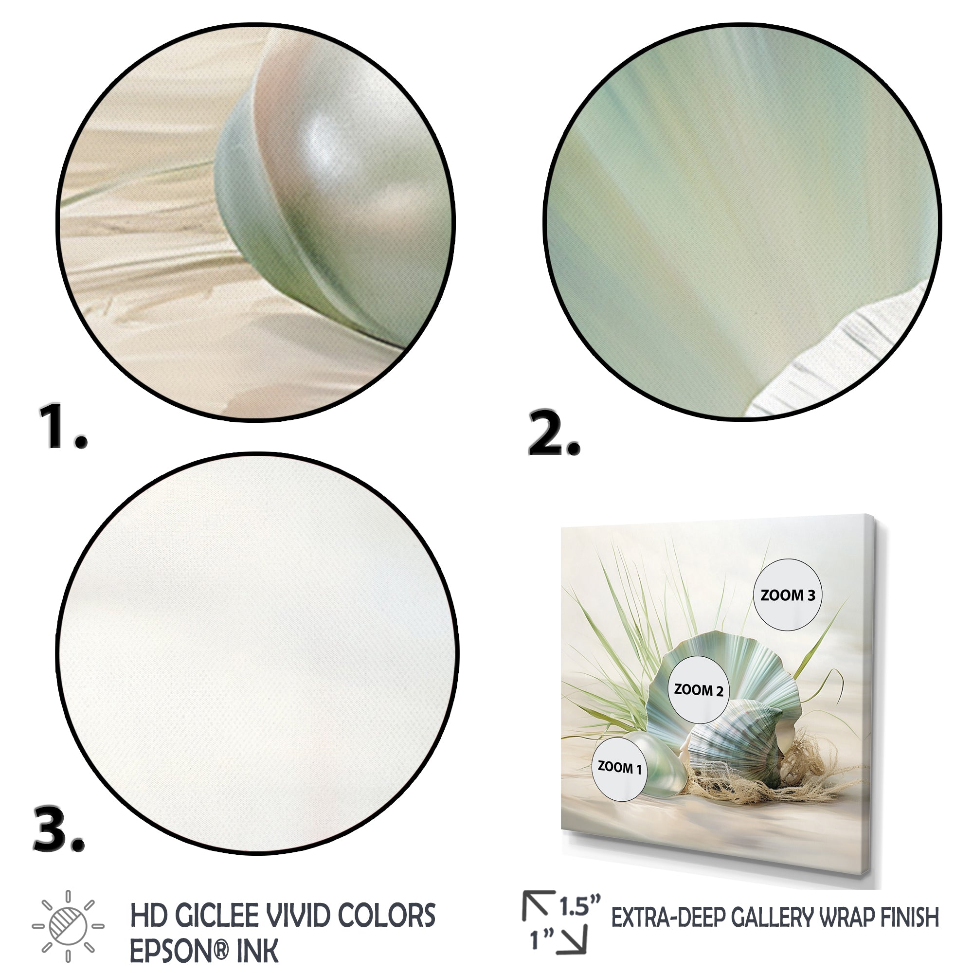 Clam Underwater Serenity - Clam Canvas Wall Art