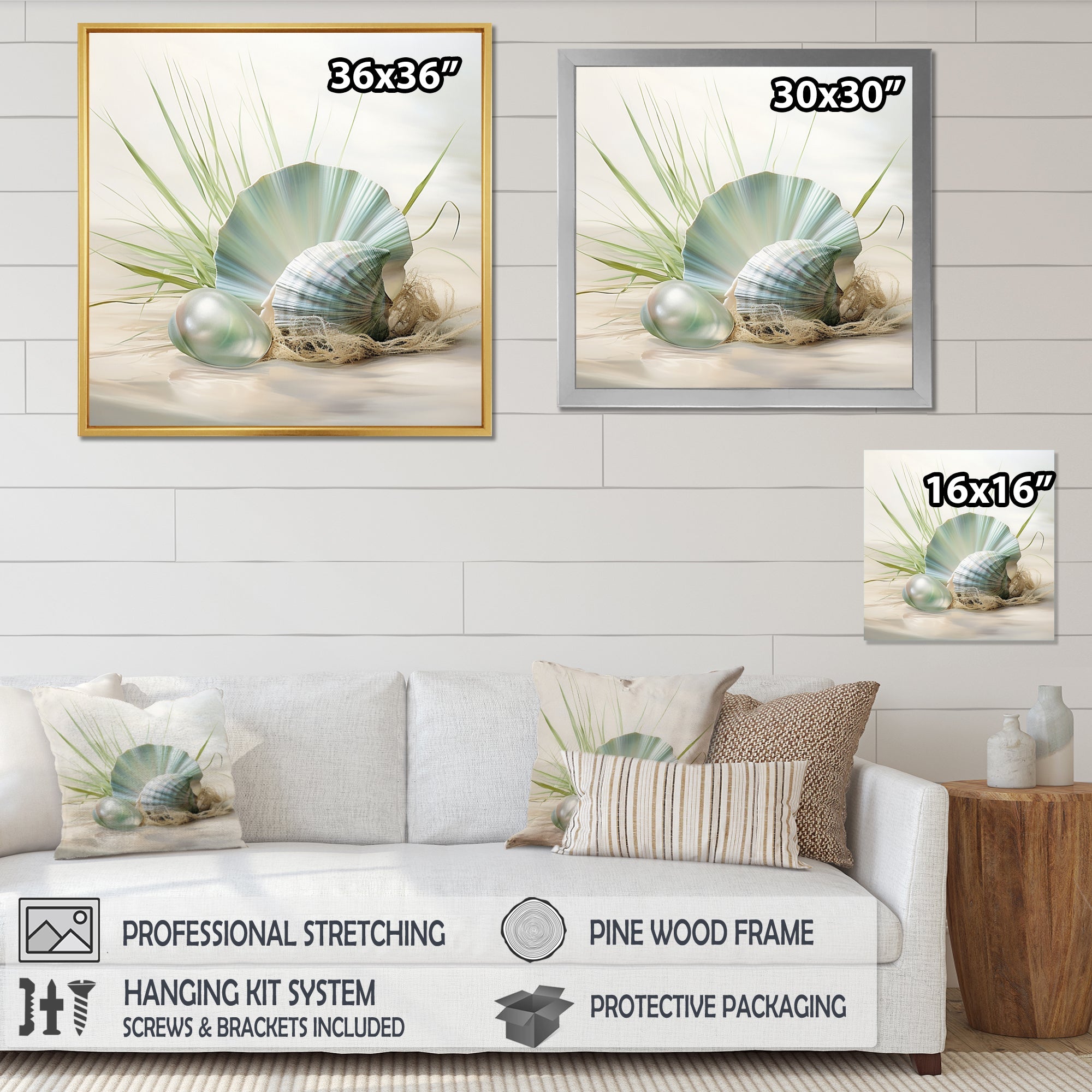 Clam Underwater Serenity - Clam Canvas Wall Art
