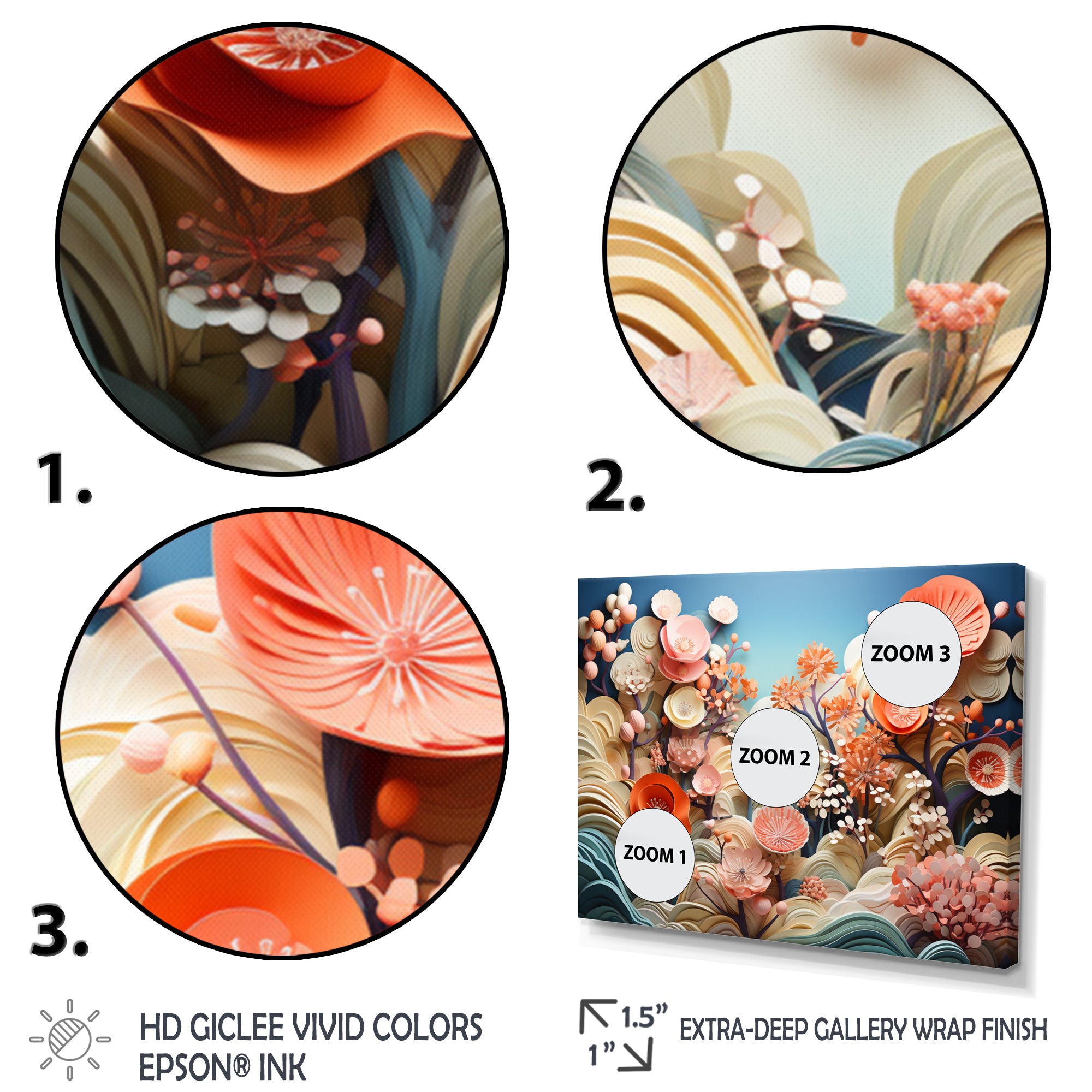 Coral Vibrant Reef Geometric - Coral Large Canvas Wall Art