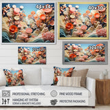 Coral Vibrant Reef Geometric - Coral Large Canvas Wall Art
