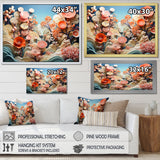 Coral Vibrant Reef Geometric - Coral Large Canvas Wall Art