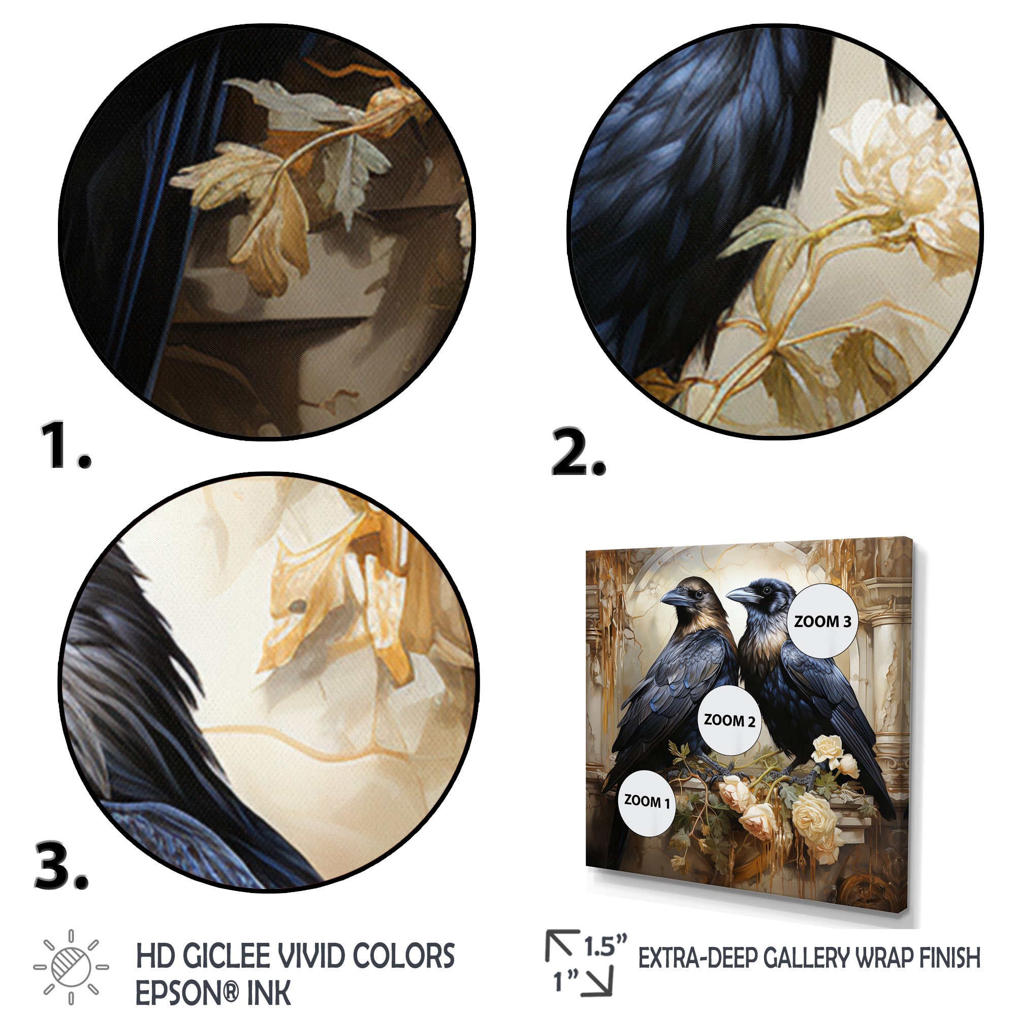 Crow Golden Elegance - Crow Wall Decor