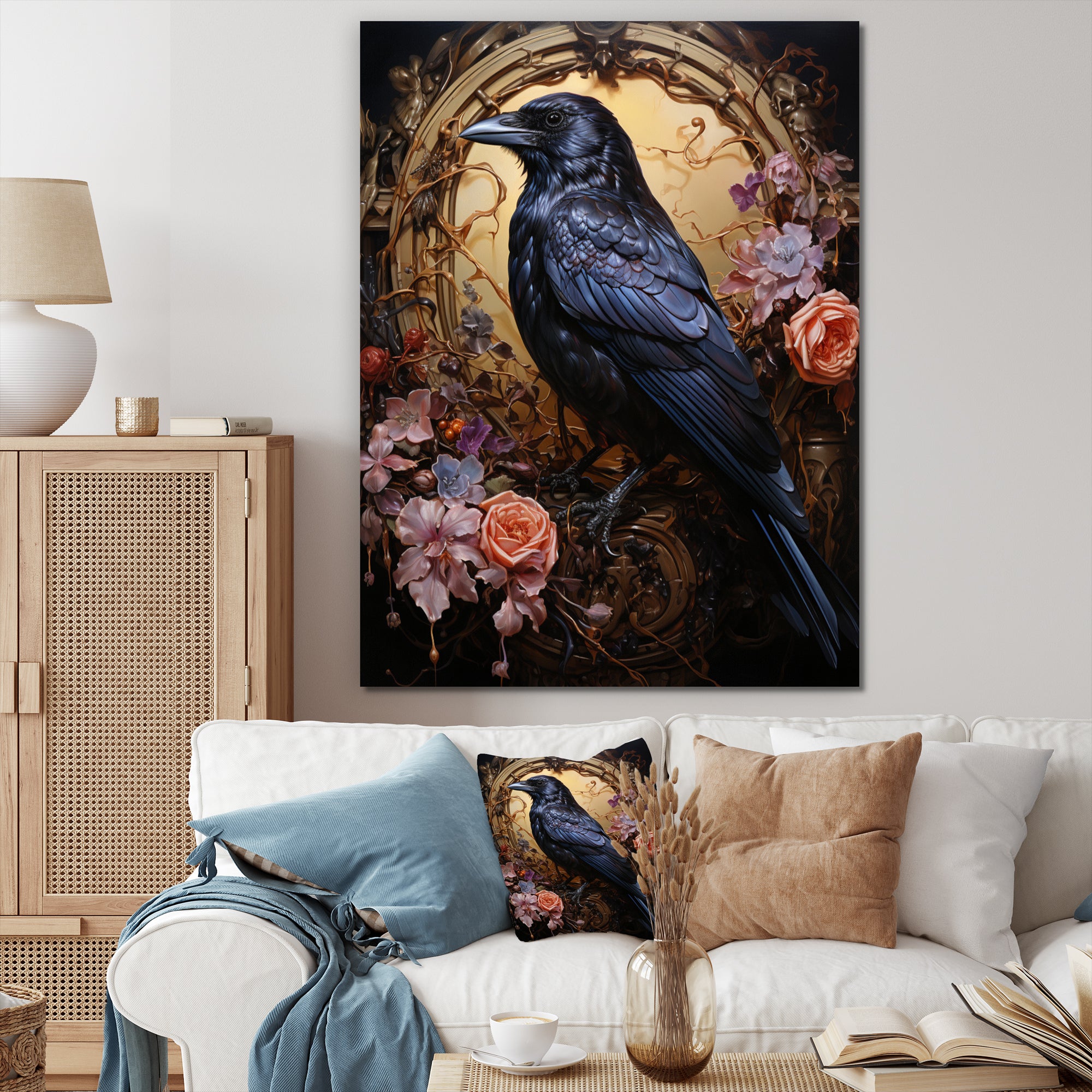 Crow Opulent Oath - Crow Canvas Wall Art