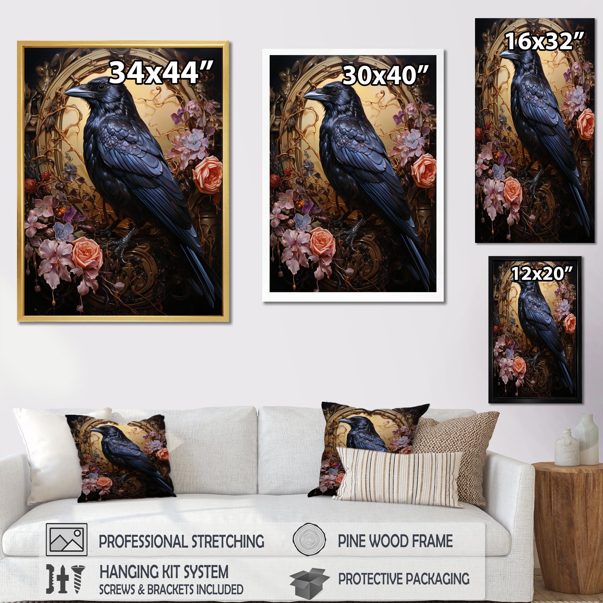 Crow Opulent Oath - Crow Canvas Wall Art