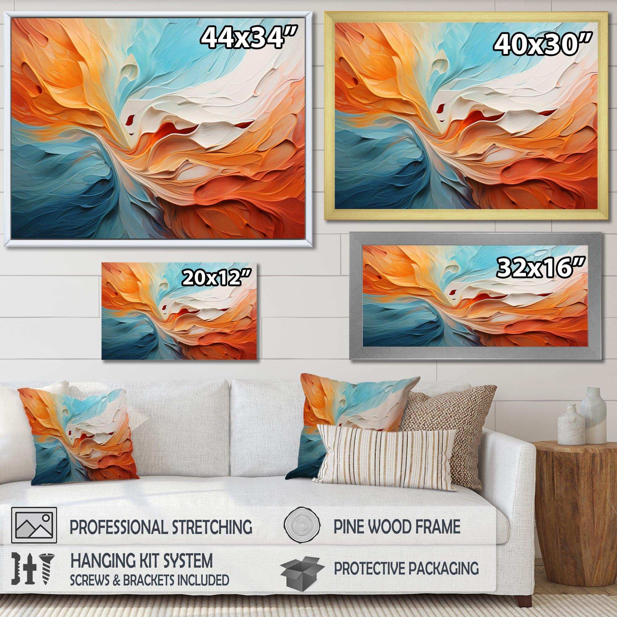 Teal Orange Bold Abstract Flow Collage I - Abstract Canvas Wall Art