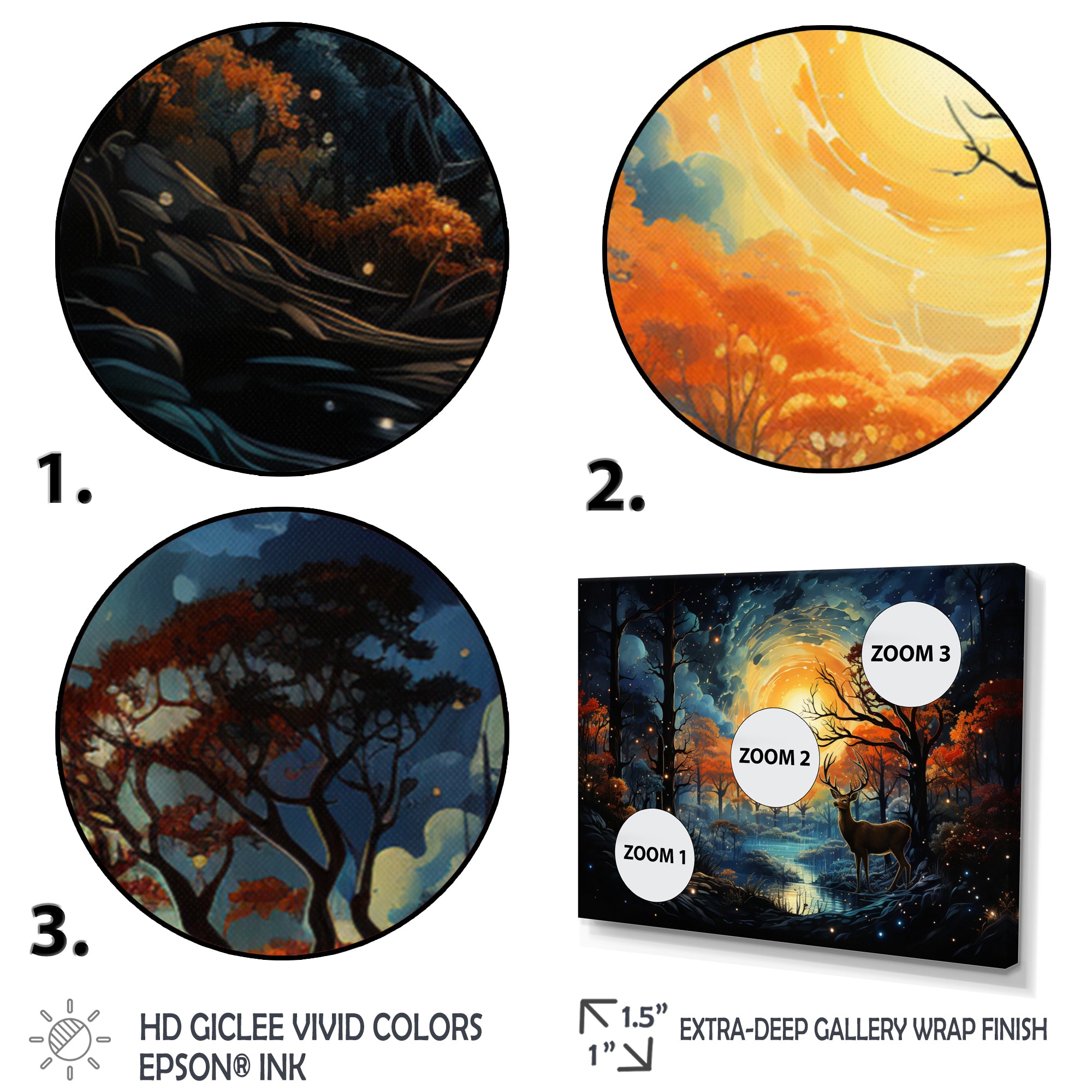 Deer Celestial Symphony - Deer Framed Canvas Art