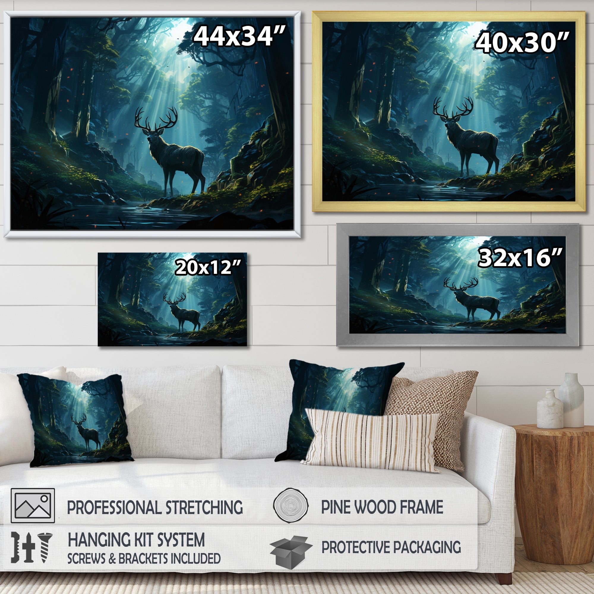 Deer Dancing Shadows - Deer Large Canvas Wall Art