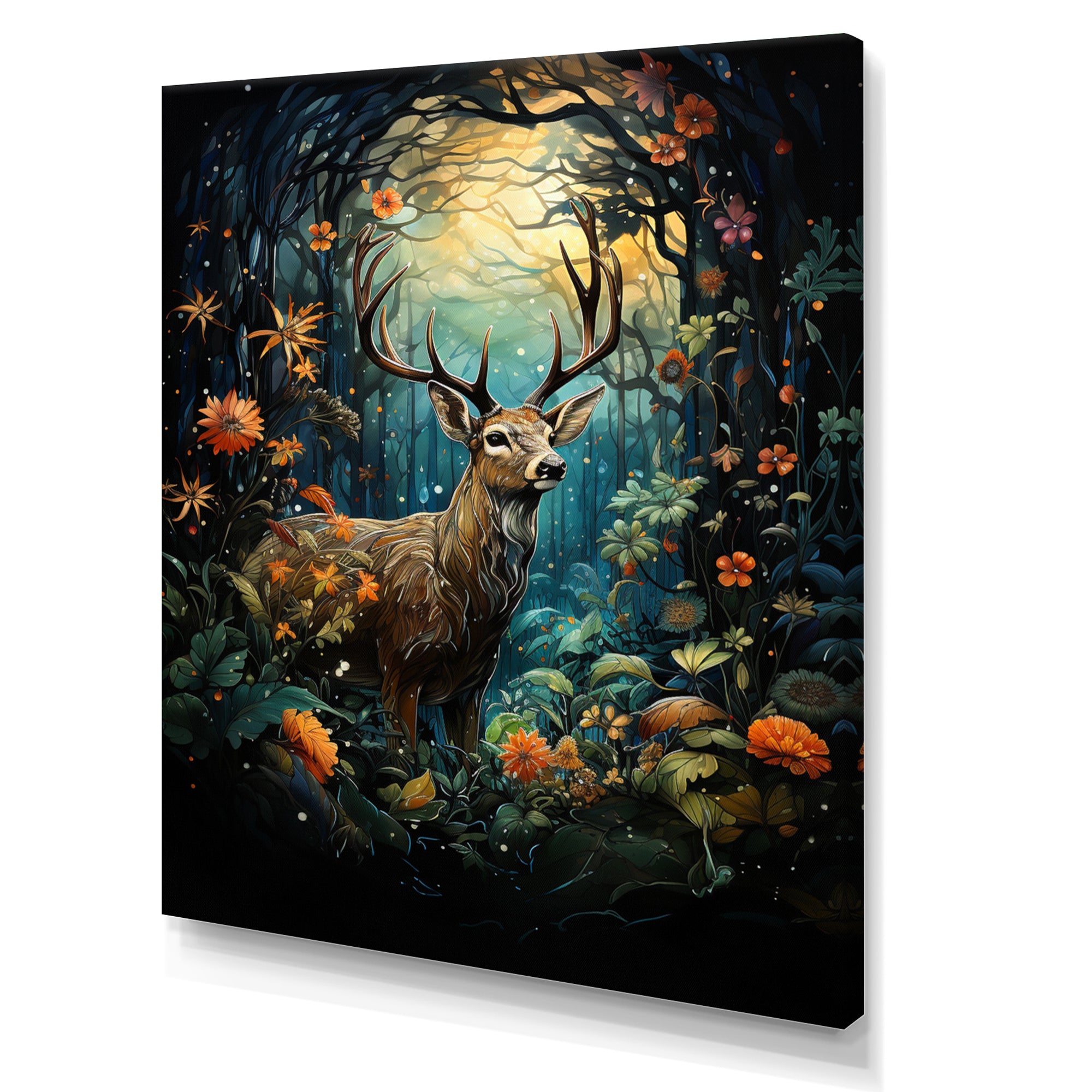 Deer Enchanted Encounter - Deer Canvas Wall Art