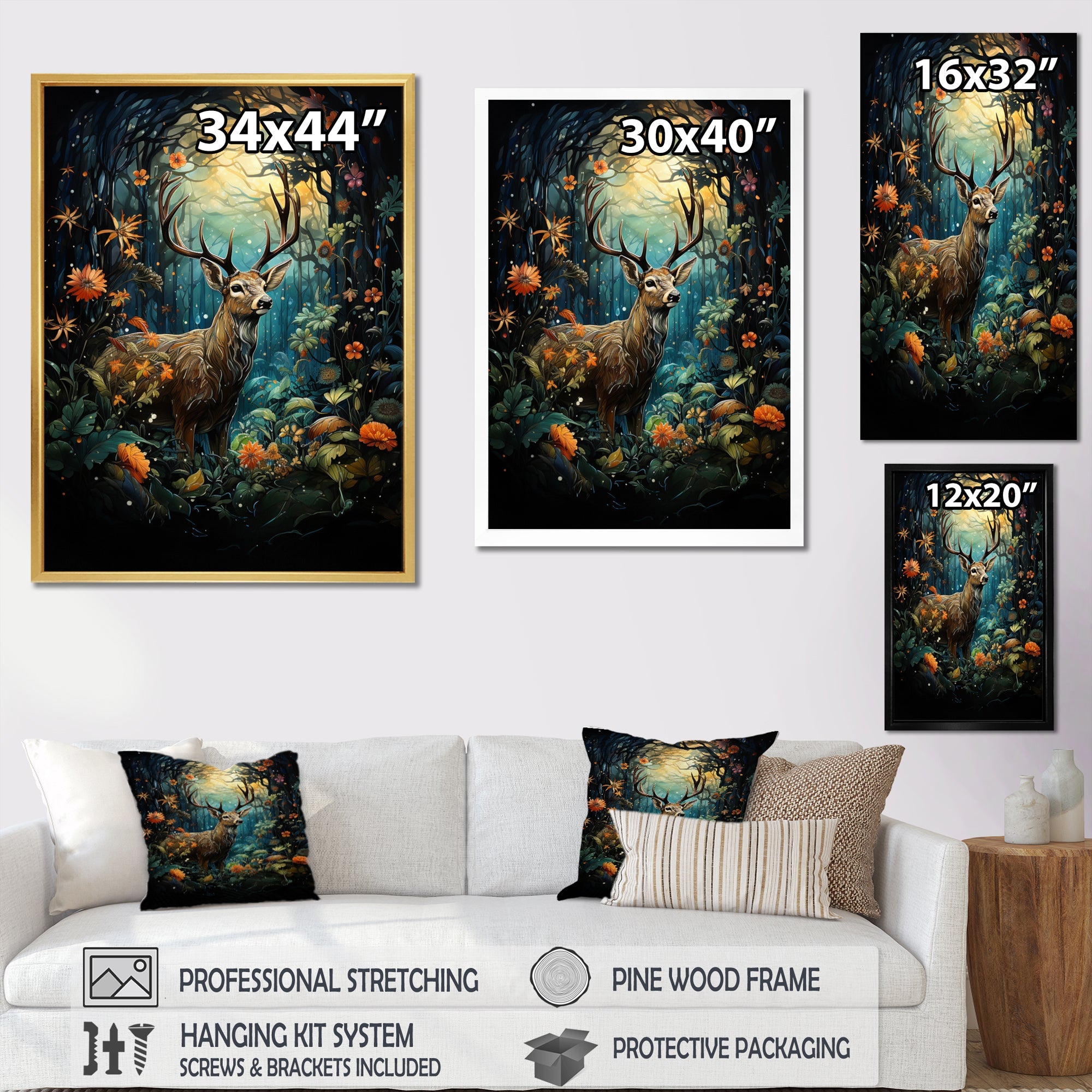 Deer Enchanted Encounter - Deer Canvas Wall Art