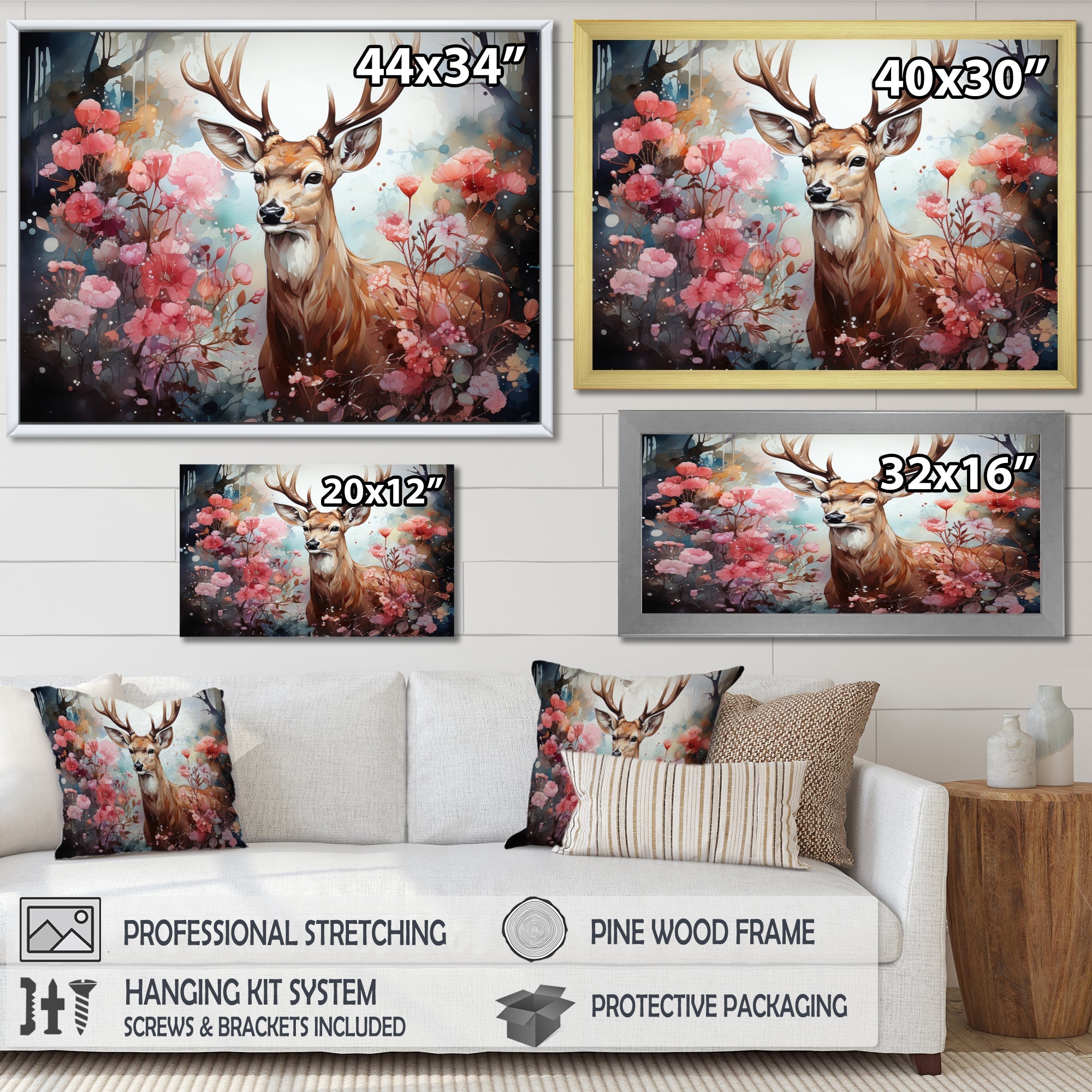 Deer Mystical Forest - Deer Living Room Wall Art